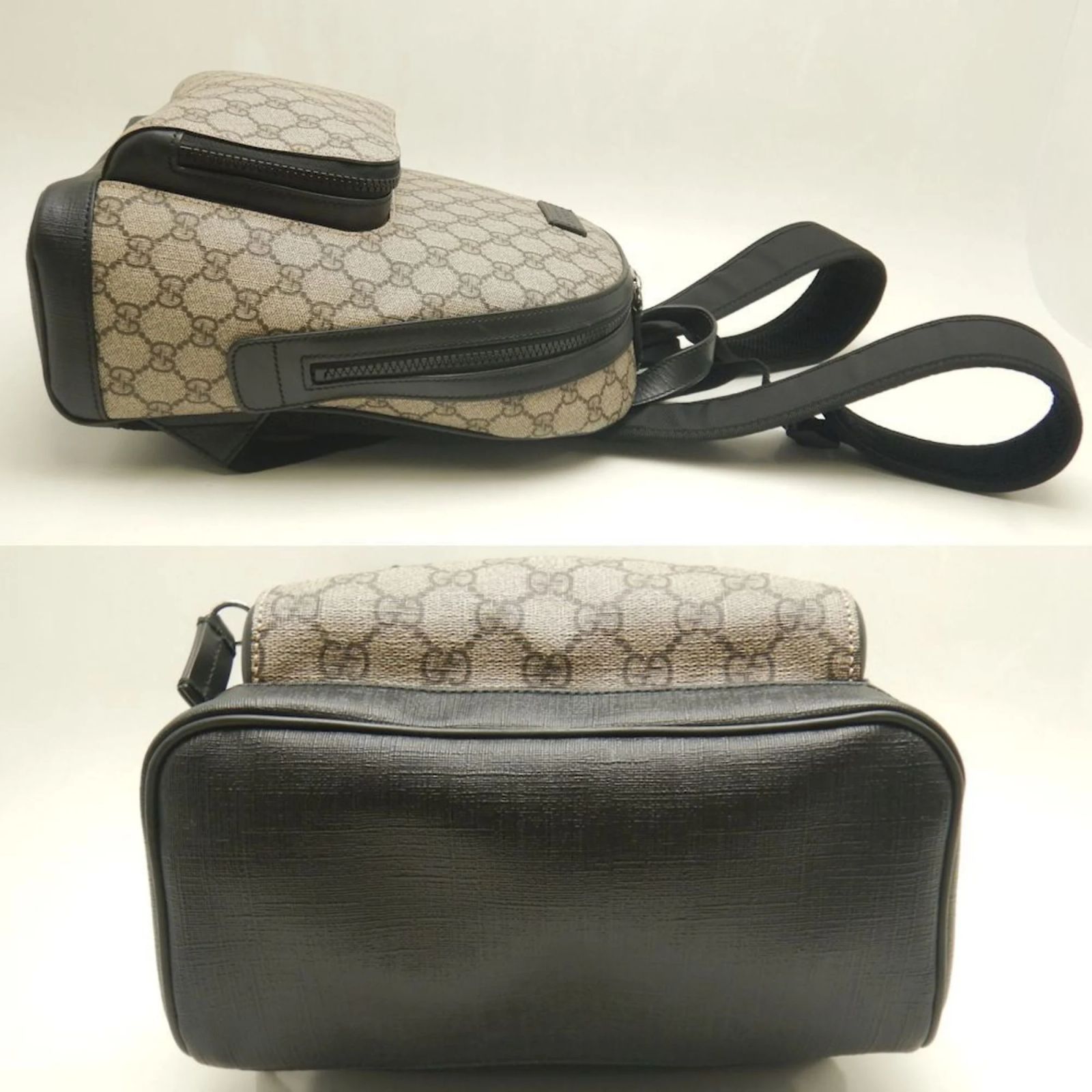Gucci 429020 Backpack in GG Supreme Canvas Black Beige Cloth 
