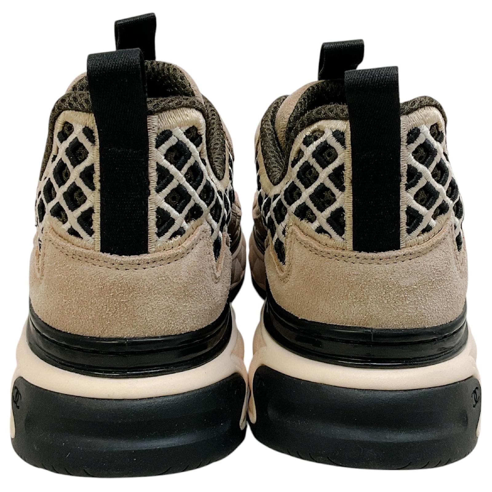 Chanel Beige Suede Interlocking CC Logo Sneakers - Main Image