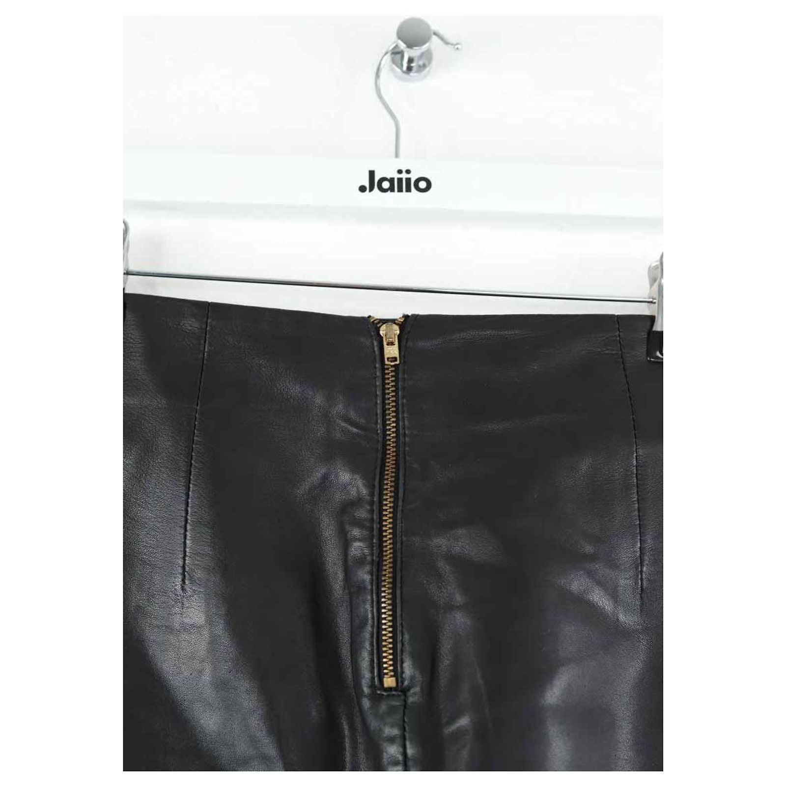 Jupe Crayon Sandro En Cuir D'agneau Noir - Taille 1 - Fermeture éclair - Occasion Très Bon état
