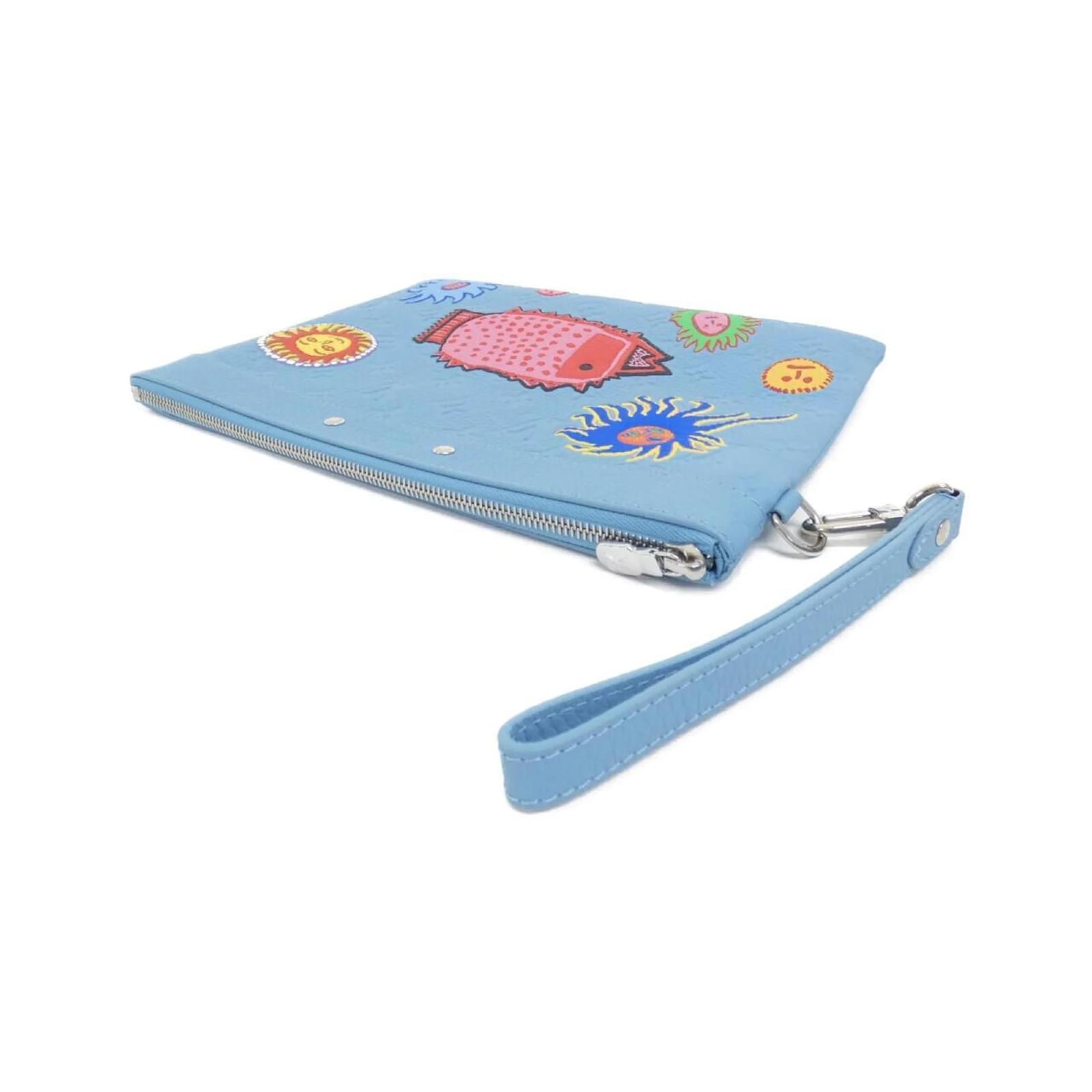 Louis Vuitton Taurillon Monogram Pochette To Go Blue Leather ref.2409948