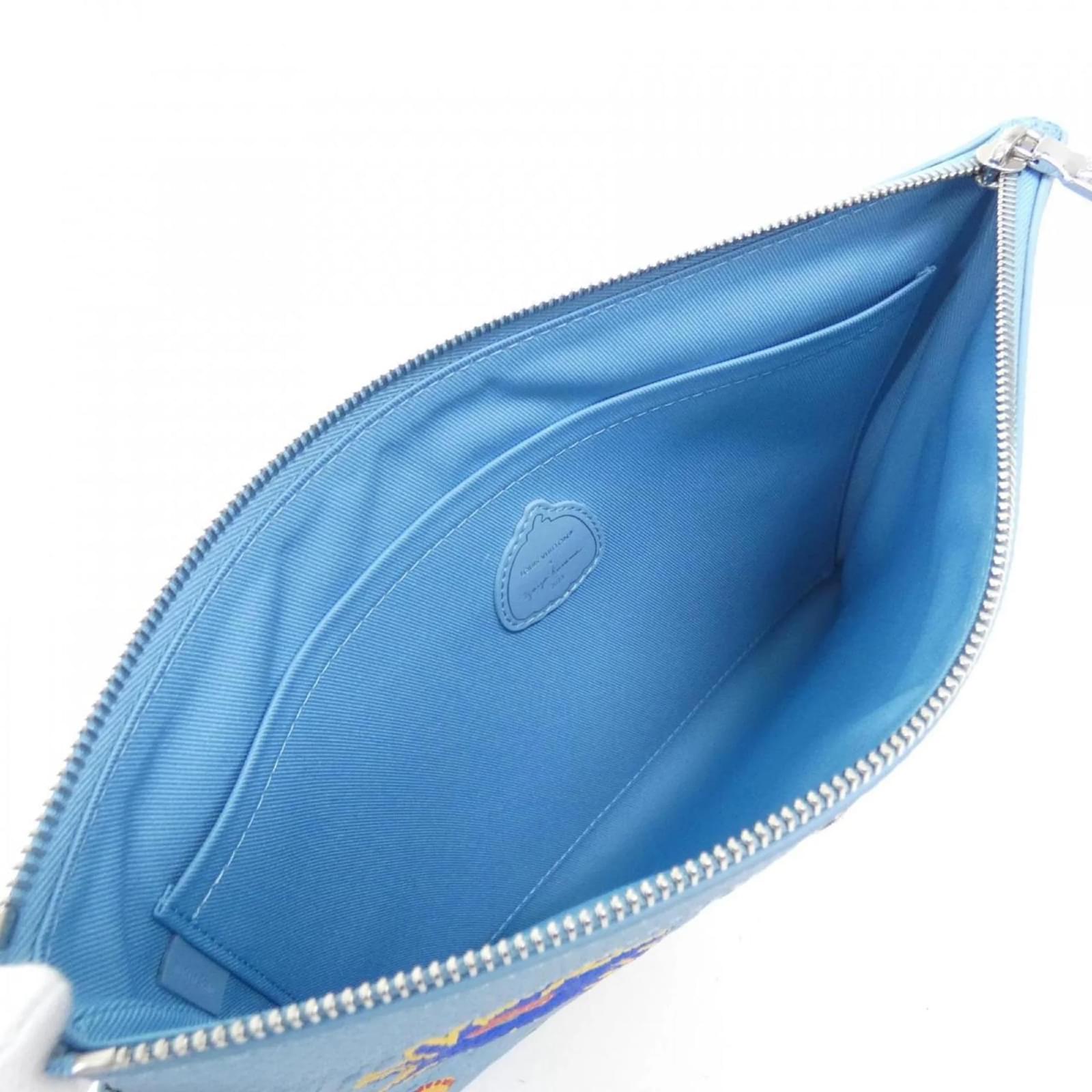 Louis Vuitton Taurillon Monogram Pochette To Go Blue Leather ref.2409948