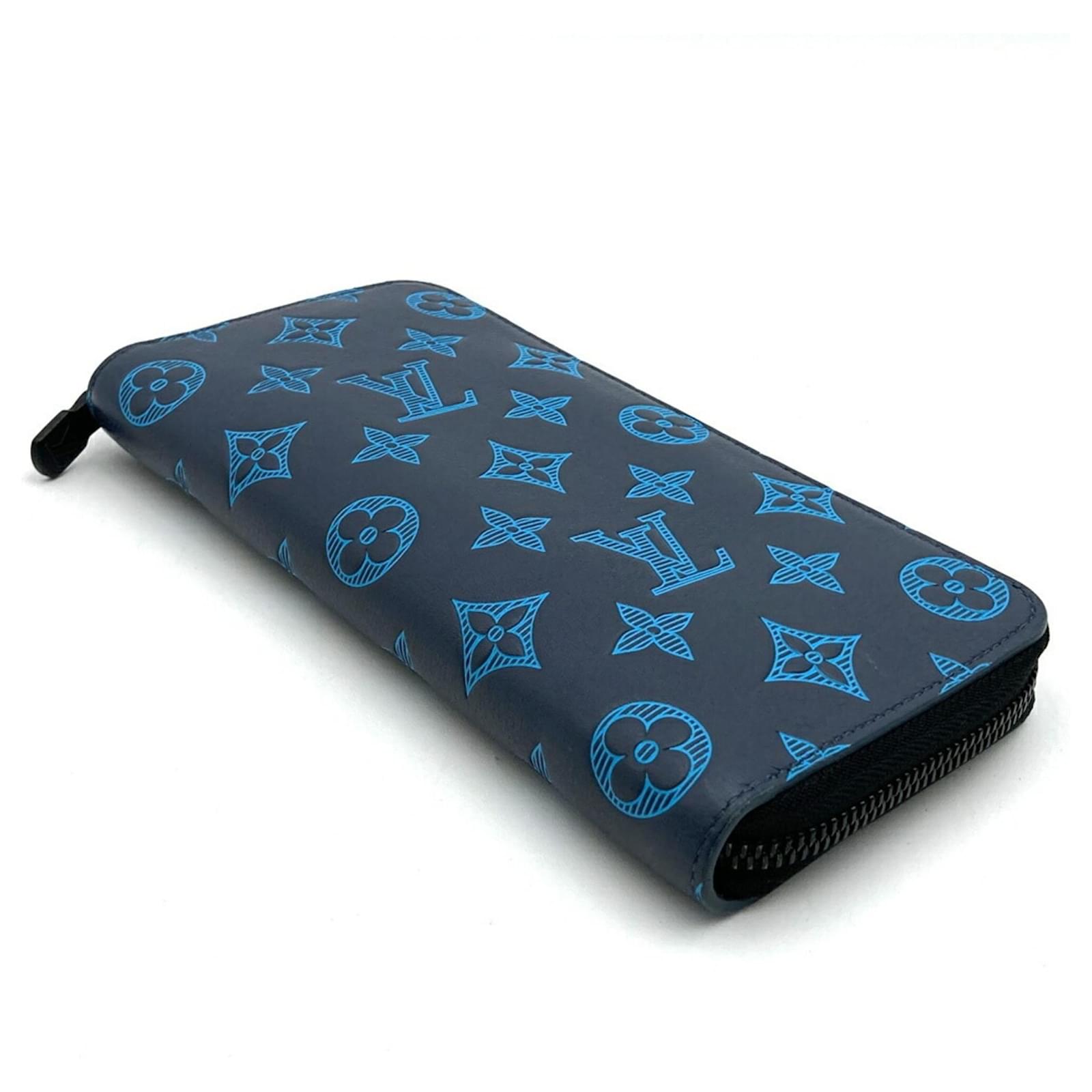 Louis Vuitton Monogram Shadow Long Wallet Blue Navy blue Cloth  ref.2410037