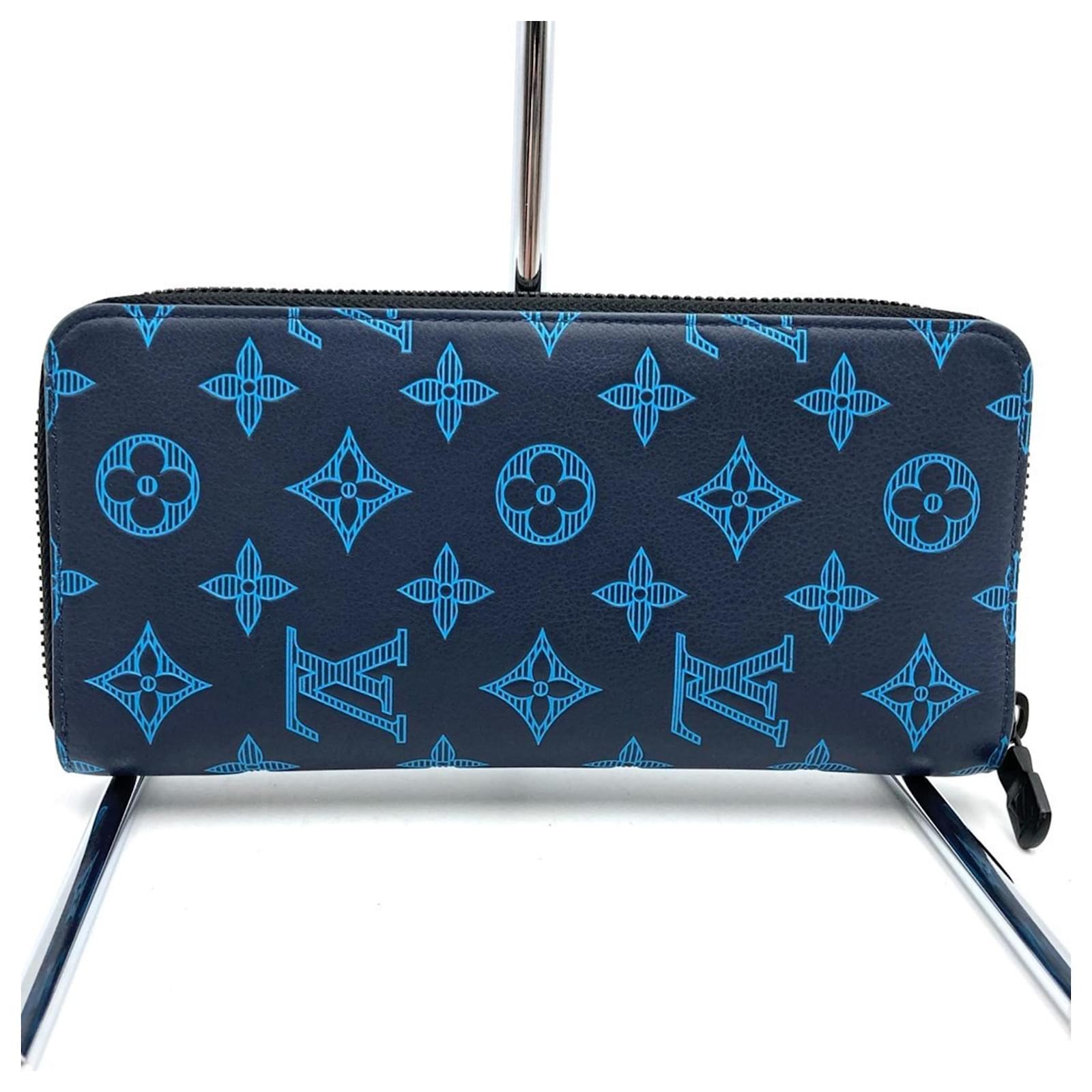 Louis Vuitton Monogram Shadow Long Wallet Blue Navy blue Cloth  ref.2410037