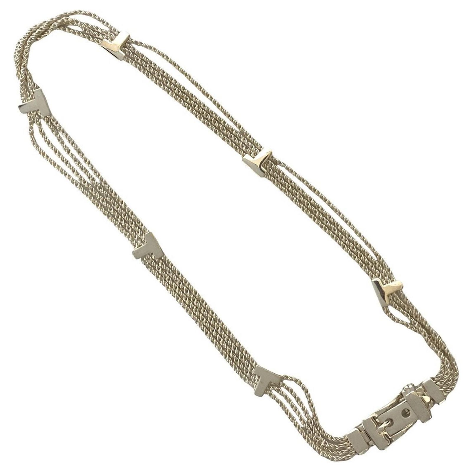 Tiffany & Co Tiffany T Rope Belt Necklace Silvery Silver ref  display picture 3