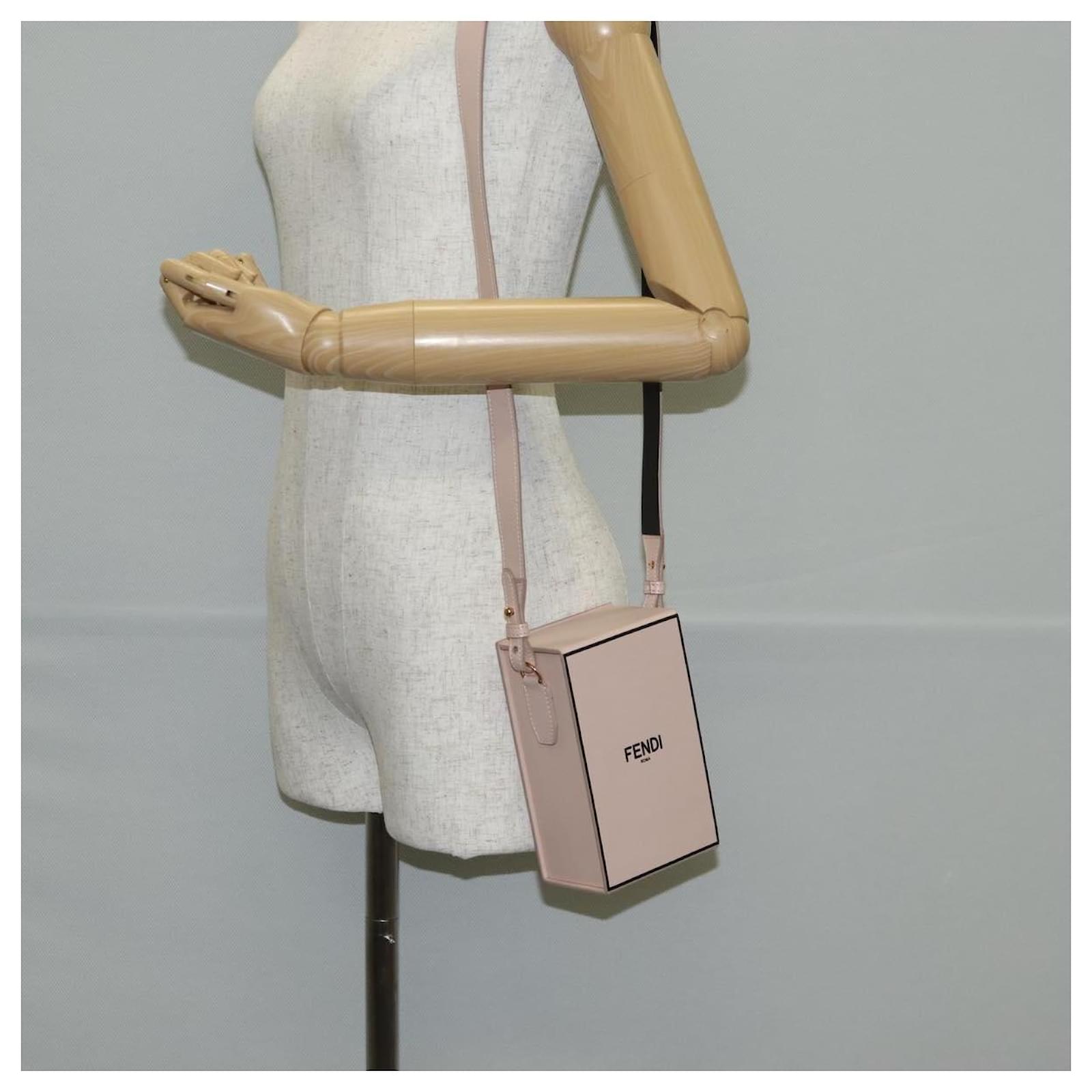 FENDI box Shoulder Bag Leather Pink Gold Auth 134203M Golden ref