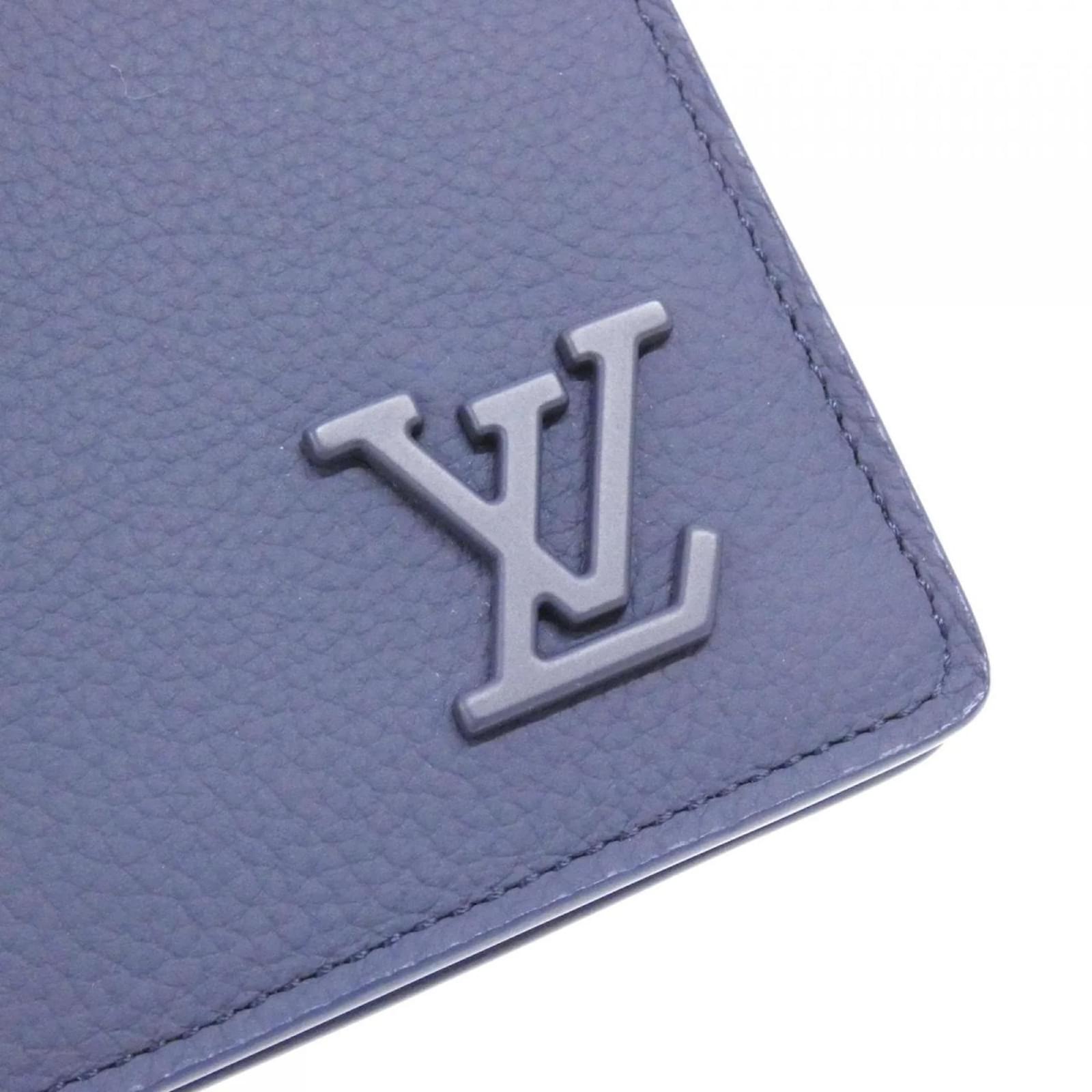 Louis Vuitton LV Aerogramme Portefeuille Brazza Wallet Navy blue Leather  ref.2415153