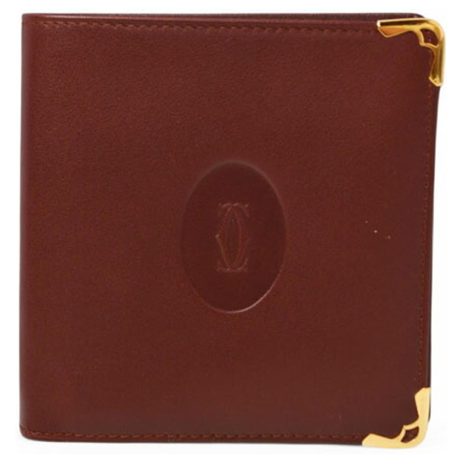 Billetera Bifold Must de Cartier para Hombre Burdeos Cuero ref