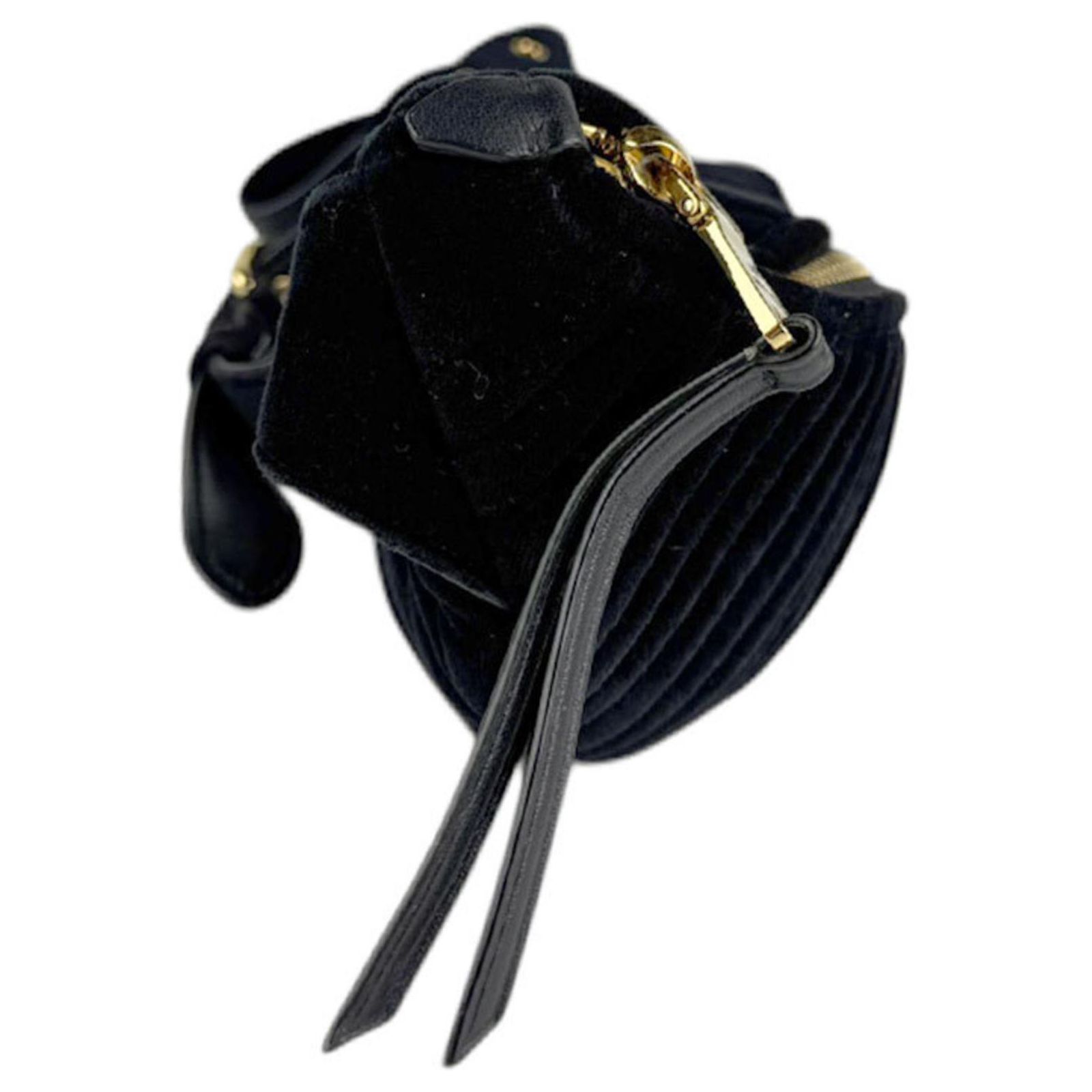 Miu Miu Black Velvet Drawstring Backpack Black Leather Backpack | Miu Miu - United States main image 3