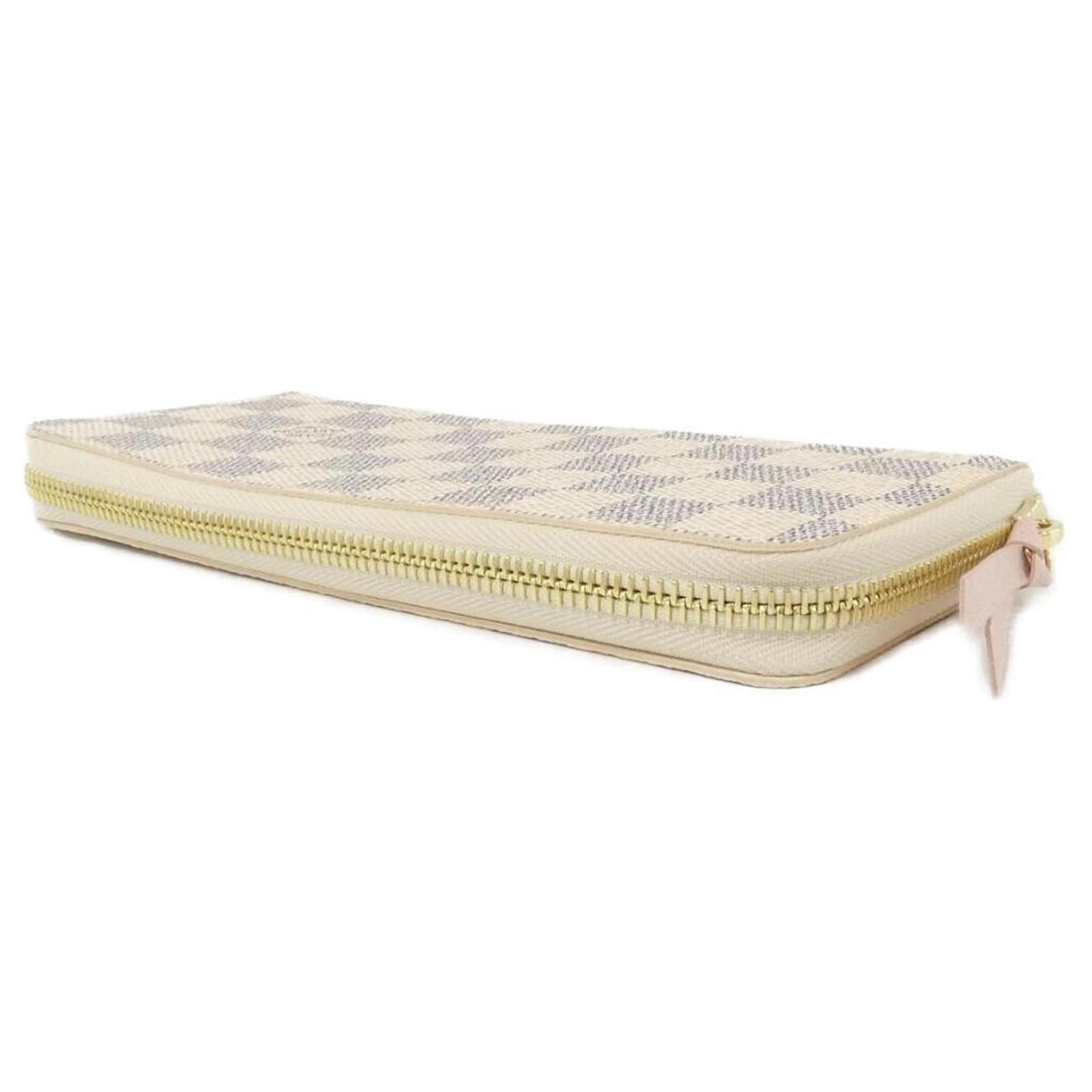 Louis Vuitton Damier Azur Portefeuille Clemence Wallet Pink Blue Cloth  ref.2416935