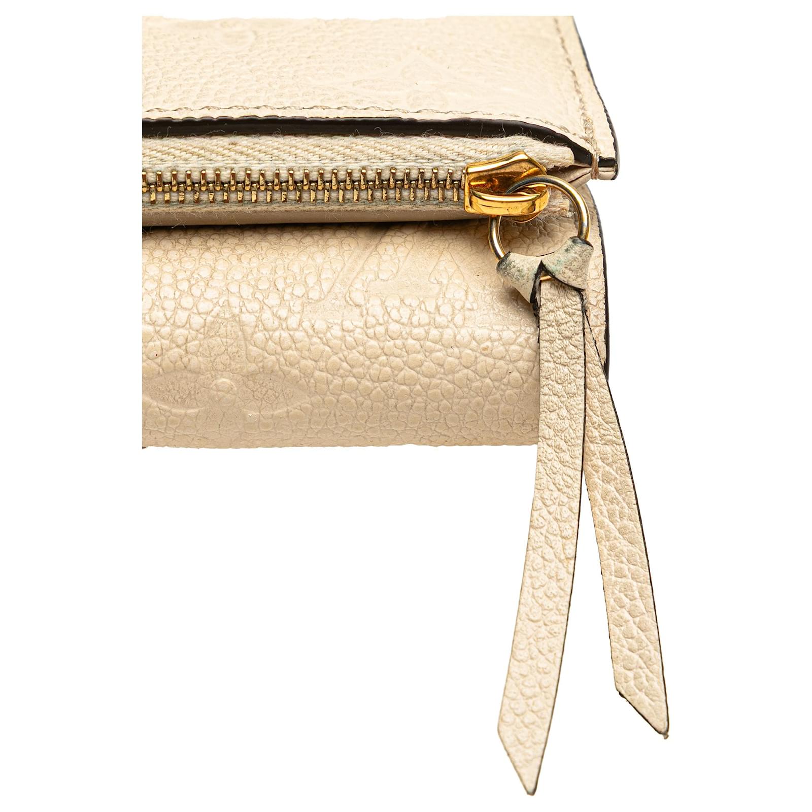 Louis Vuitton Brown Monogram Empreinte Victorine Wallet Beige Leather Cloth  ref.2417044