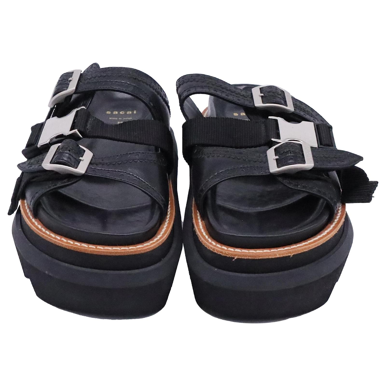 Sacai Wingtip Sandals in Black Cowhide Leather ref.JC2417584 (Sold