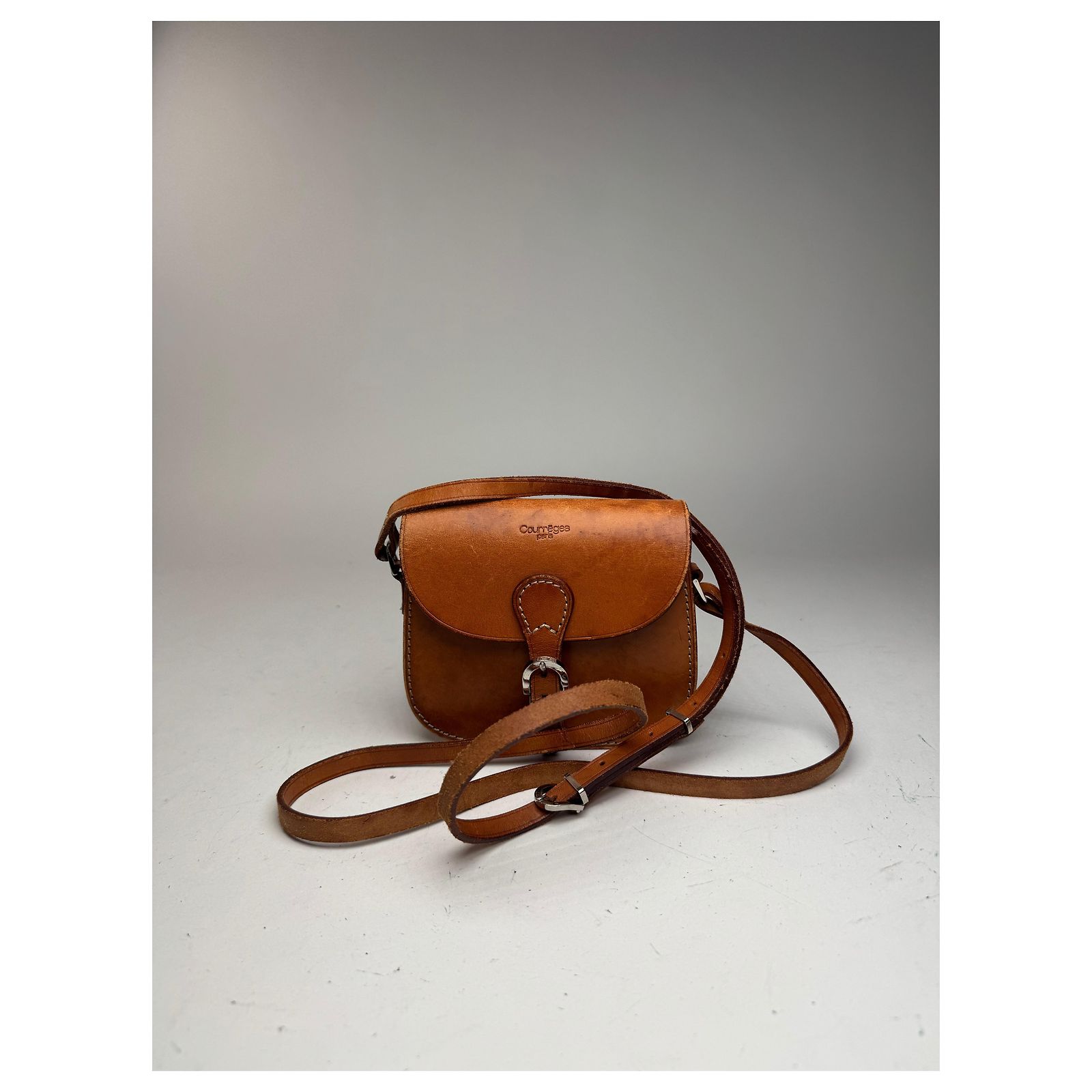 Vintage Courreges Paris Crossbody leather bag brown ref.2418060
