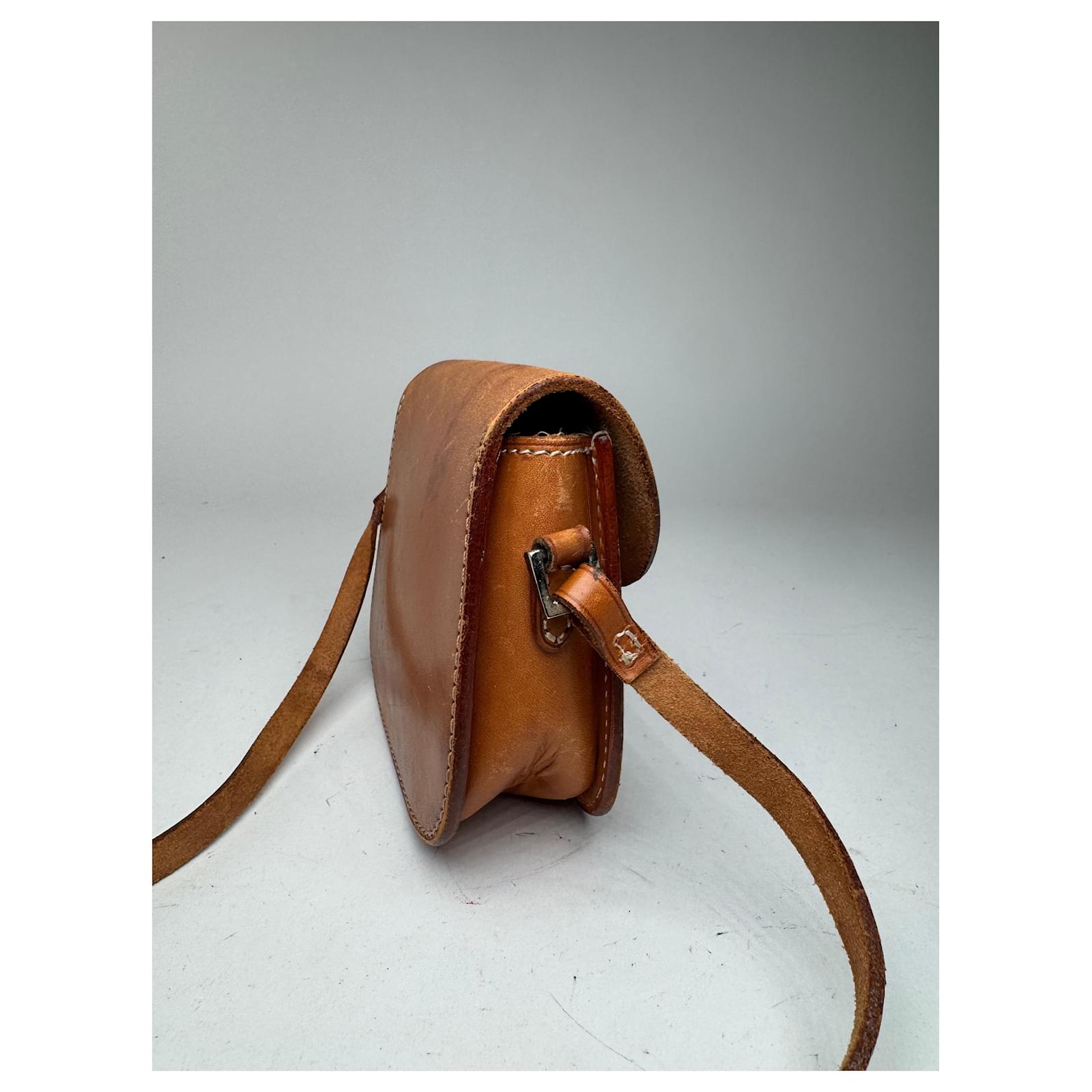 Vintage Courreges Paris Crossbody leather bag brown ref.2418060