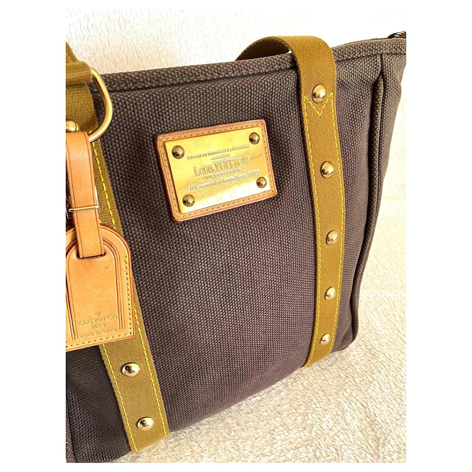 Louis Vuitton Antigua Brown Khaki Cotton Cloth  ref.2418239