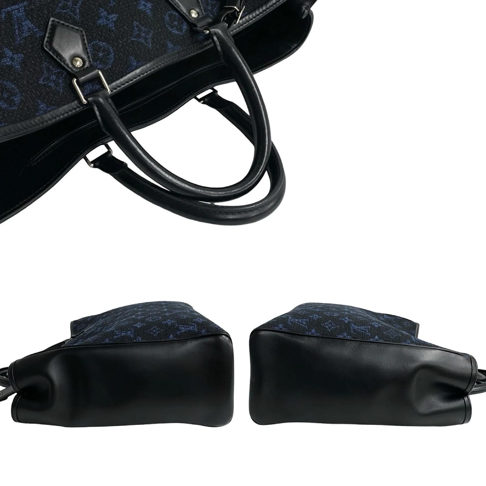 Louis Vuitton Grand Sac Tote Monogram Jacquard Leather Bag Black Navy blue Cloth  ref.2418585