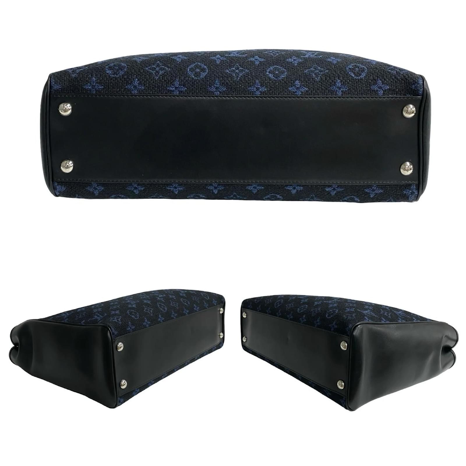 Louis Vuitton Grand Sac Tote Monogram Jacquard Leather Bag Black Navy blue Cloth  ref.2418585