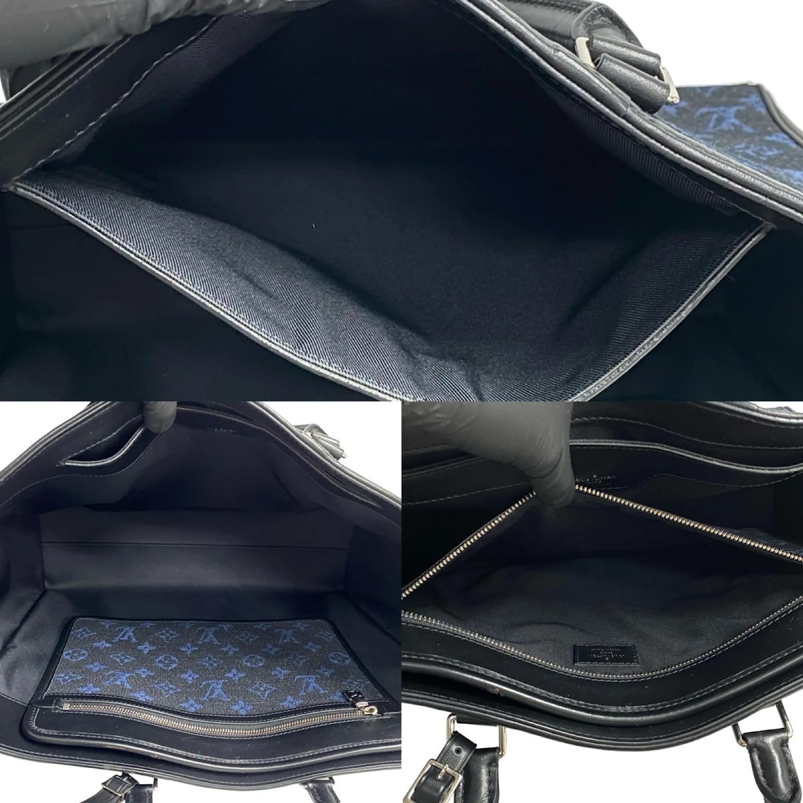 Louis Vuitton Grand Sac Tote Monogram Jacquard Leather Bag Black Navy blue Cloth  ref.2418585