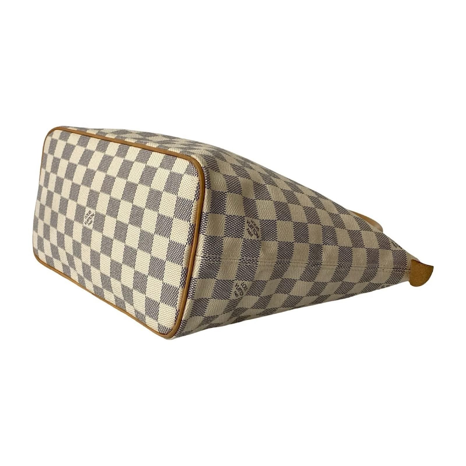 Louis Vuitton Saleya PM Damier Azur Leather Tote Bag White Beige Navy blue Plastic ref.2418622