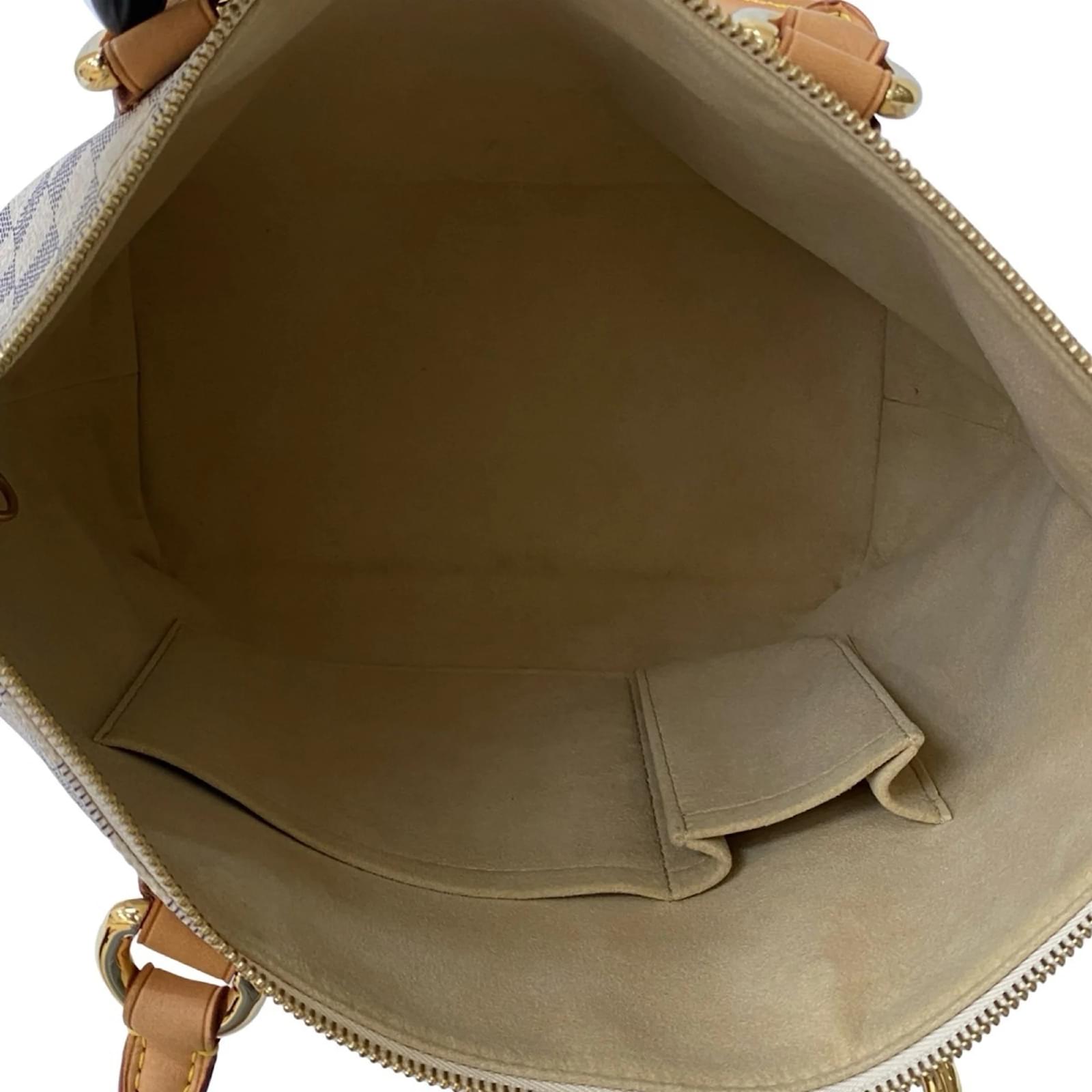 Louis Vuitton Saleya PM Damier Azur Leather Tote Bag White Beige Navy blue Plastic ref.2418622