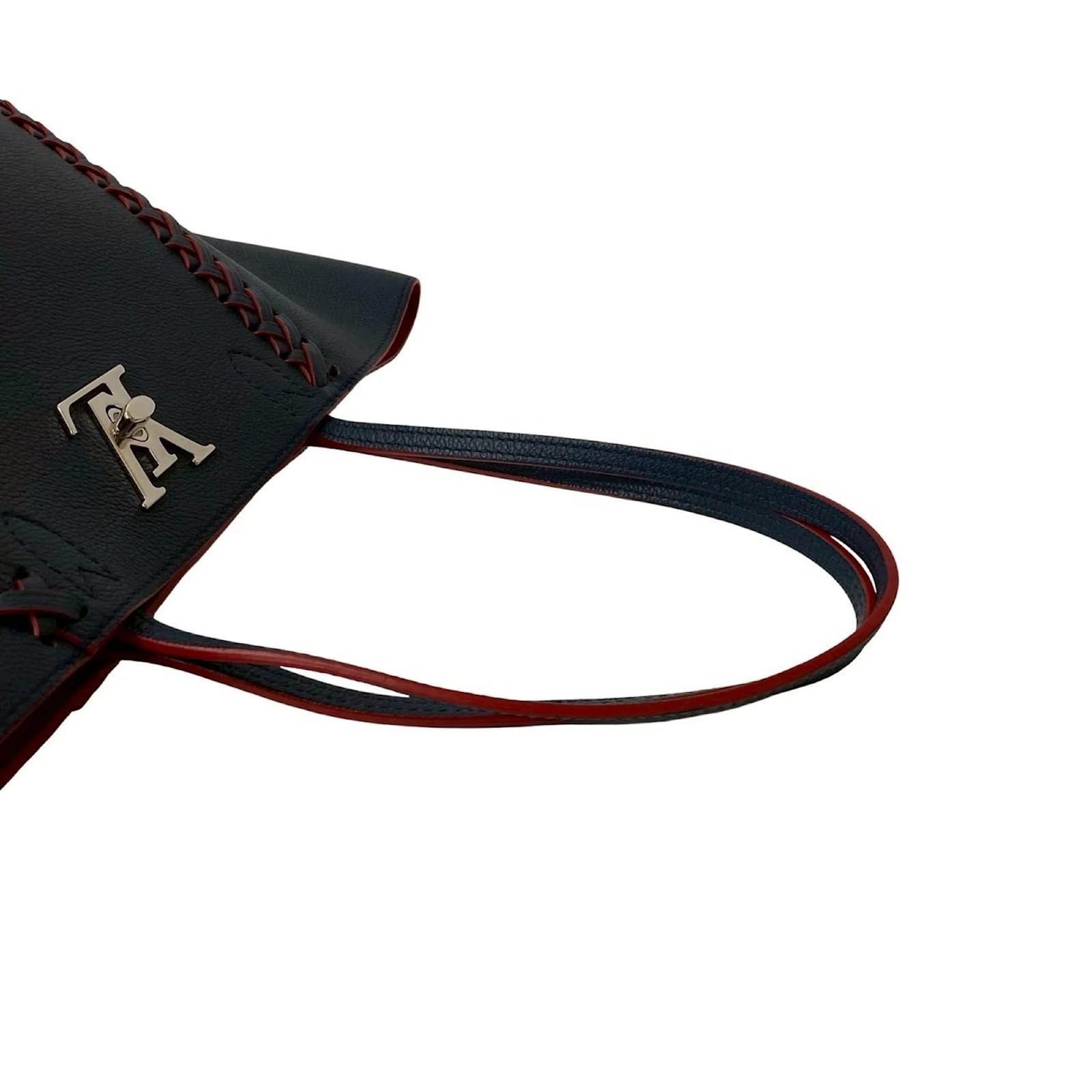 Louis Vuitton LockMe Cabas Leather Turnlock Tote Bag Red Navy blue ref.2418634