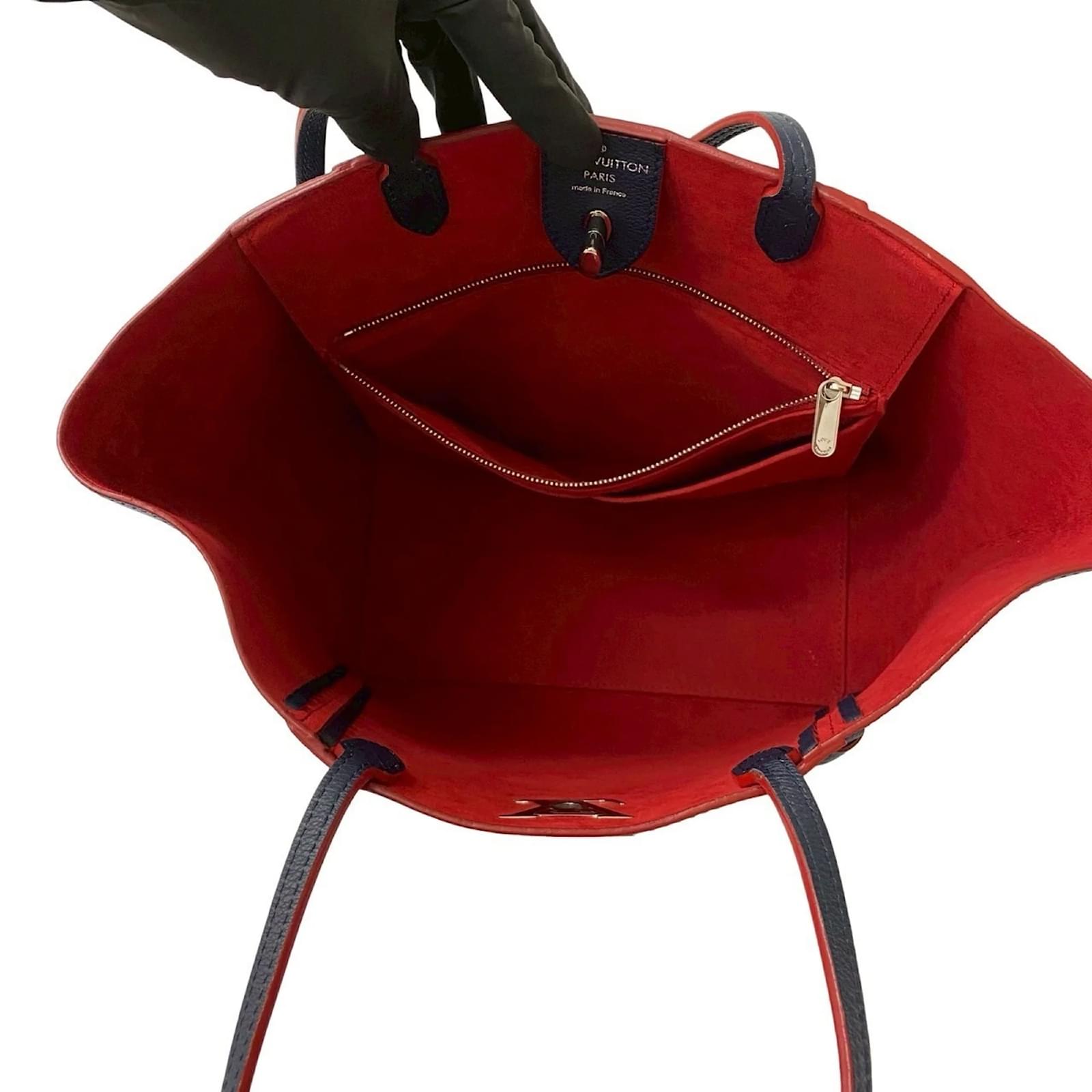 Louis Vuitton LockMe Cabas Leather Turnlock Tote Bag Red Navy blue ref.2418634