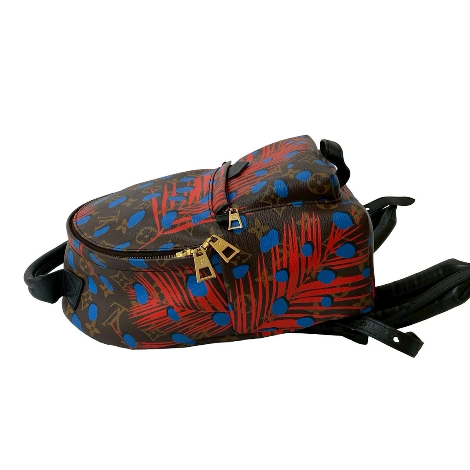 Louis Vuitton Palm Springs Monogram Jungle Dot Leather Backpack Brown Red Blue Plastic ref.2418651