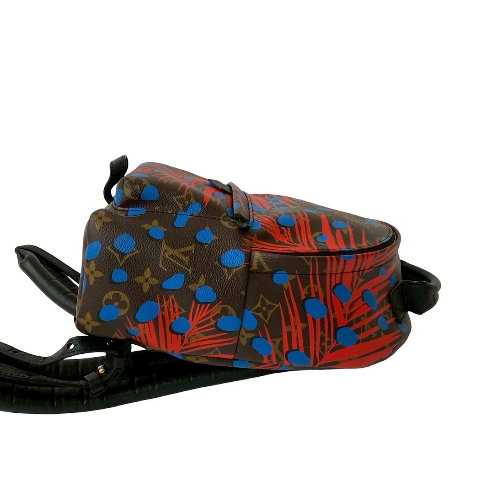 Louis Vuitton Palm Springs Monogram Jungle Dot Leather Backpack Brown Red Blue Plastic ref.2418651