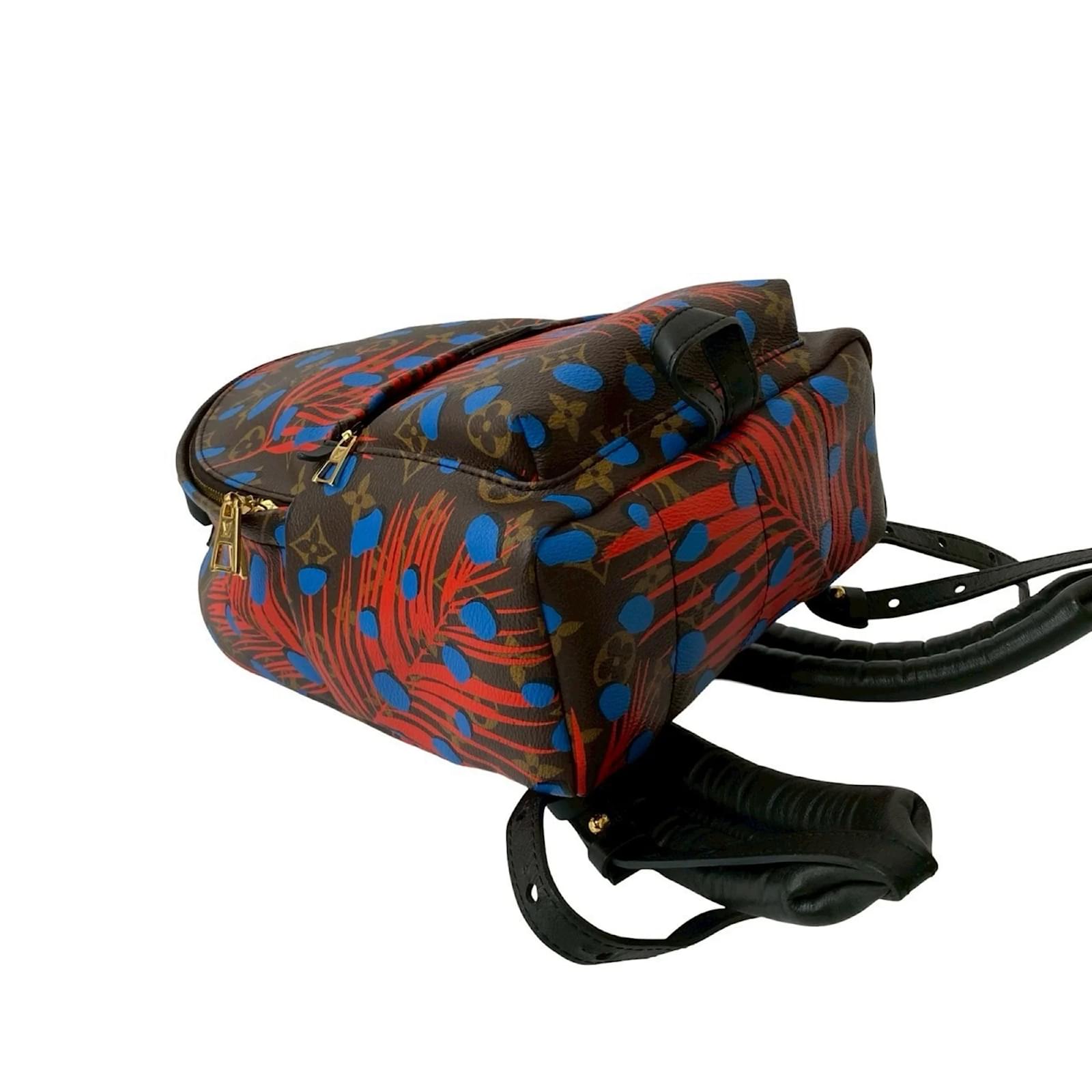 Louis Vuitton Palm Springs Monogram Jungle Dot Leather Backpack Brown Red Blue Plastic ref.2418651