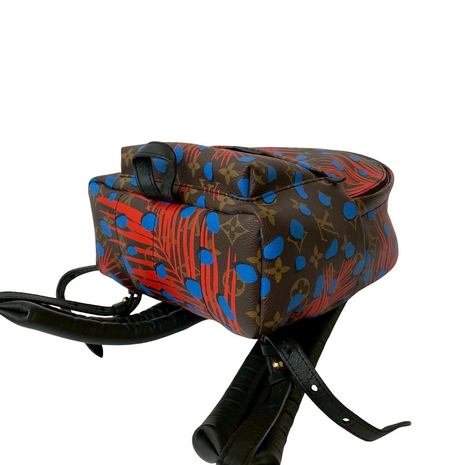 Louis Vuitton Palm Springs Monogram Jungle Dot Leather Backpack Brown Red Blue Plastic ref.2418651