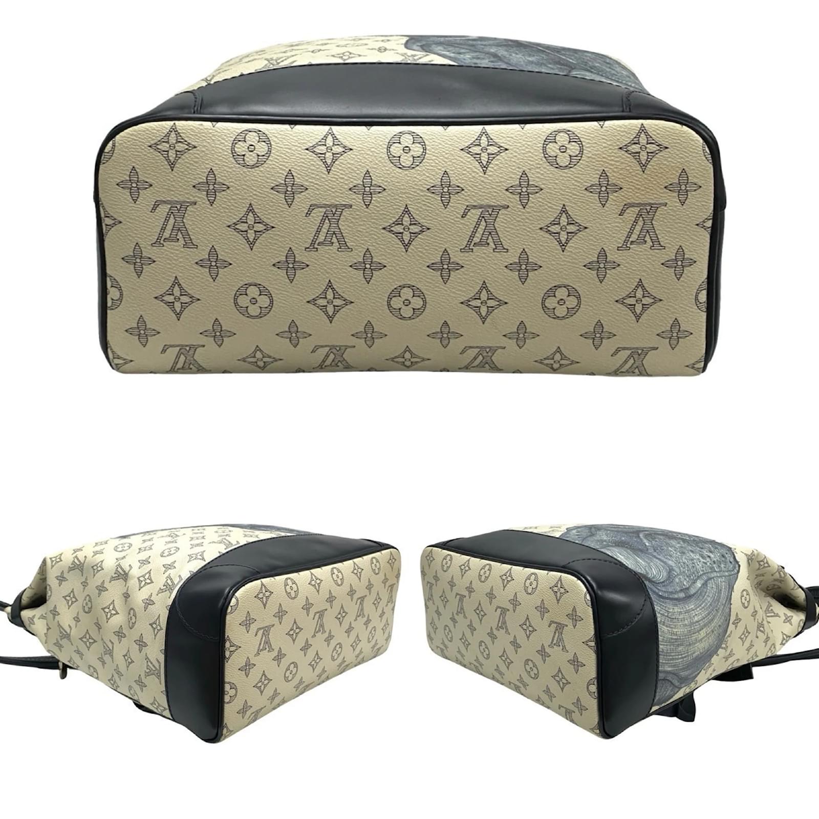 Louis Vuitton Monogram Savannah Steamer Leather Backpack White Navy blue Plastic ref.2418661