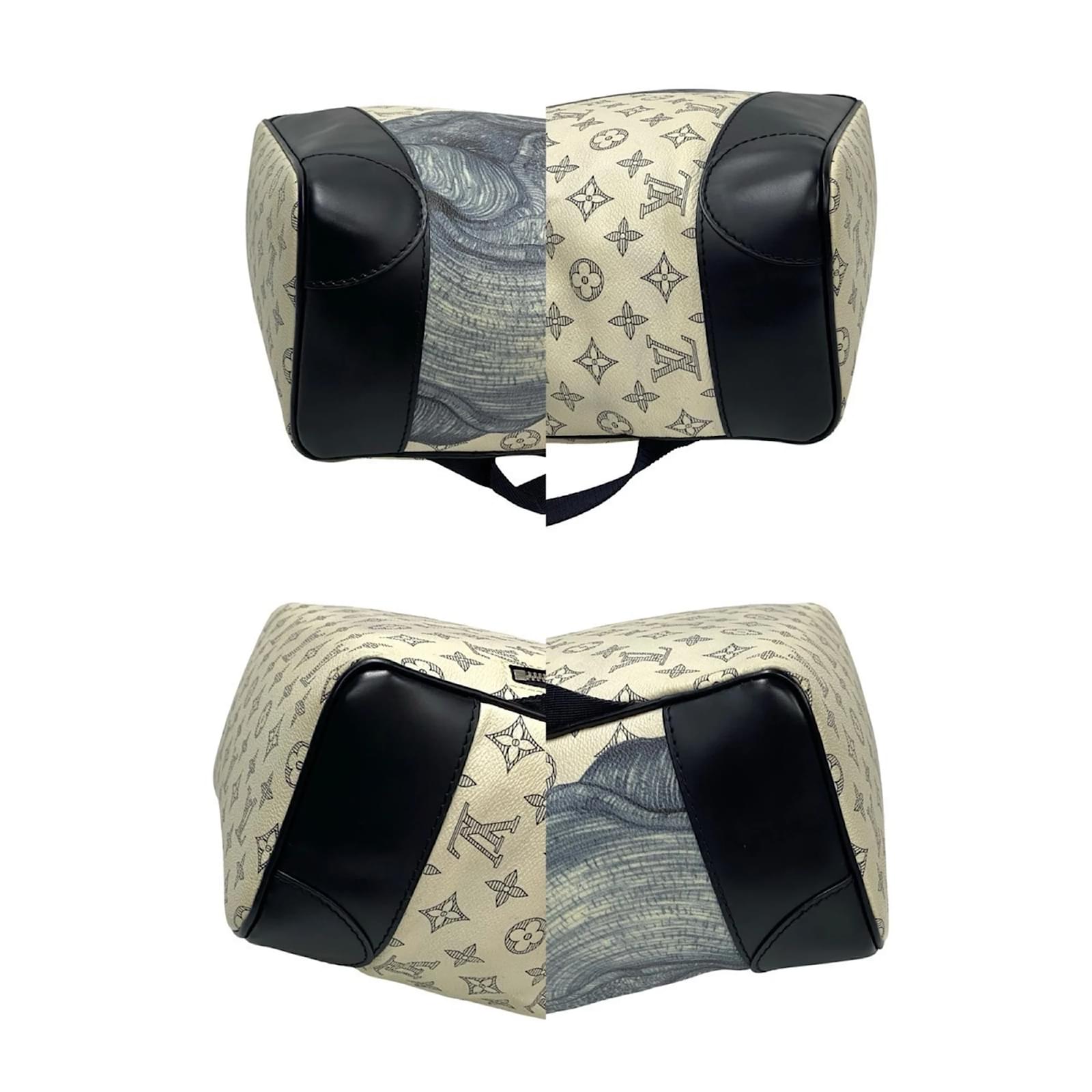 Louis Vuitton Monogram Savannah Steamer Leather Backpack White Navy blue Plastic ref.2418661