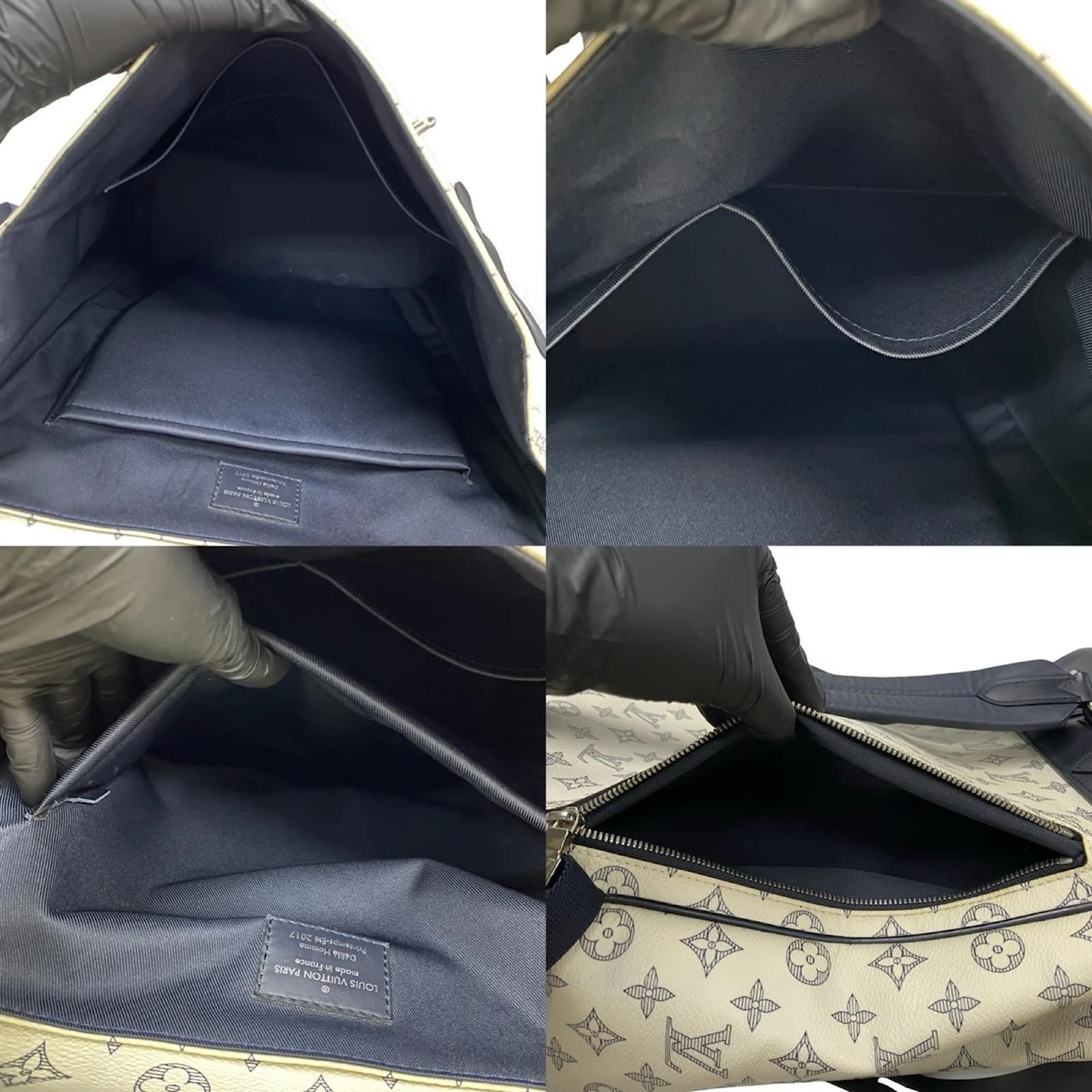 Louis Vuitton Monogram Savannah Steamer Leather Backpack White Navy blue Plastic ref.2418661