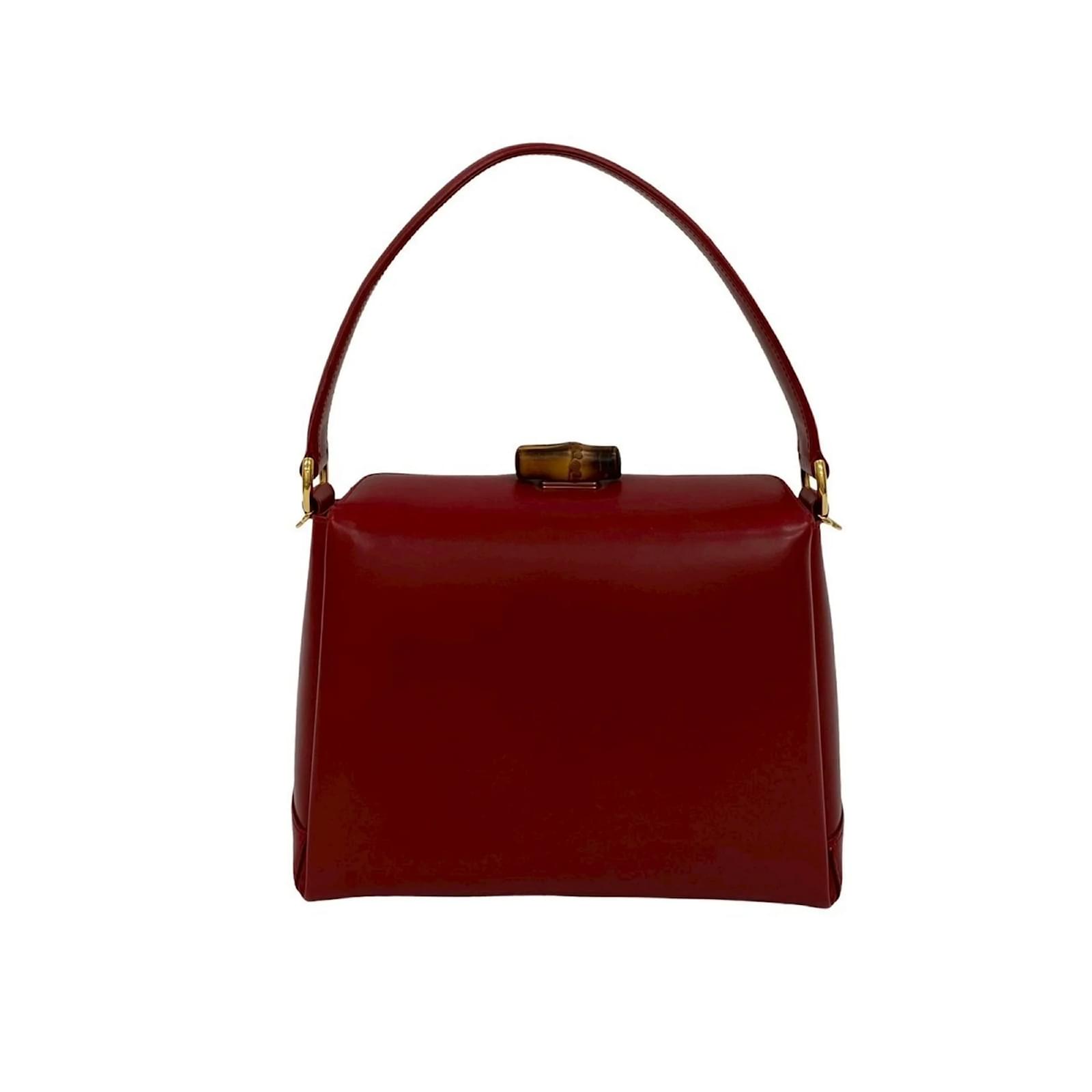 Gucci Old Bamboo Calf Leather Handbag Red ref.2419307 - Joli Closet