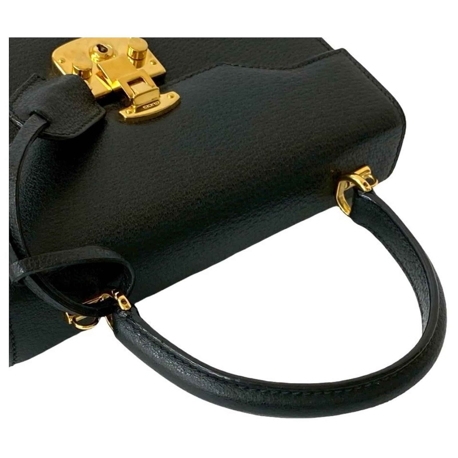 バッグ OLD GUCCI 2way Leather Shoulder Bag GUCCI Shoulder Bag Leather 2way Black Gold Auth 117991 | eBay