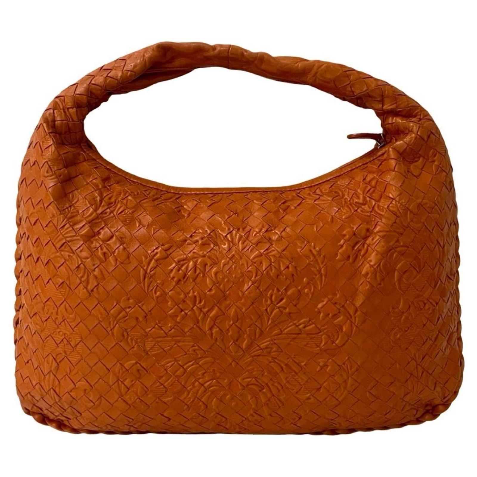 Bottega Veneta Hobo Intrecciato Leather Handbag Orange