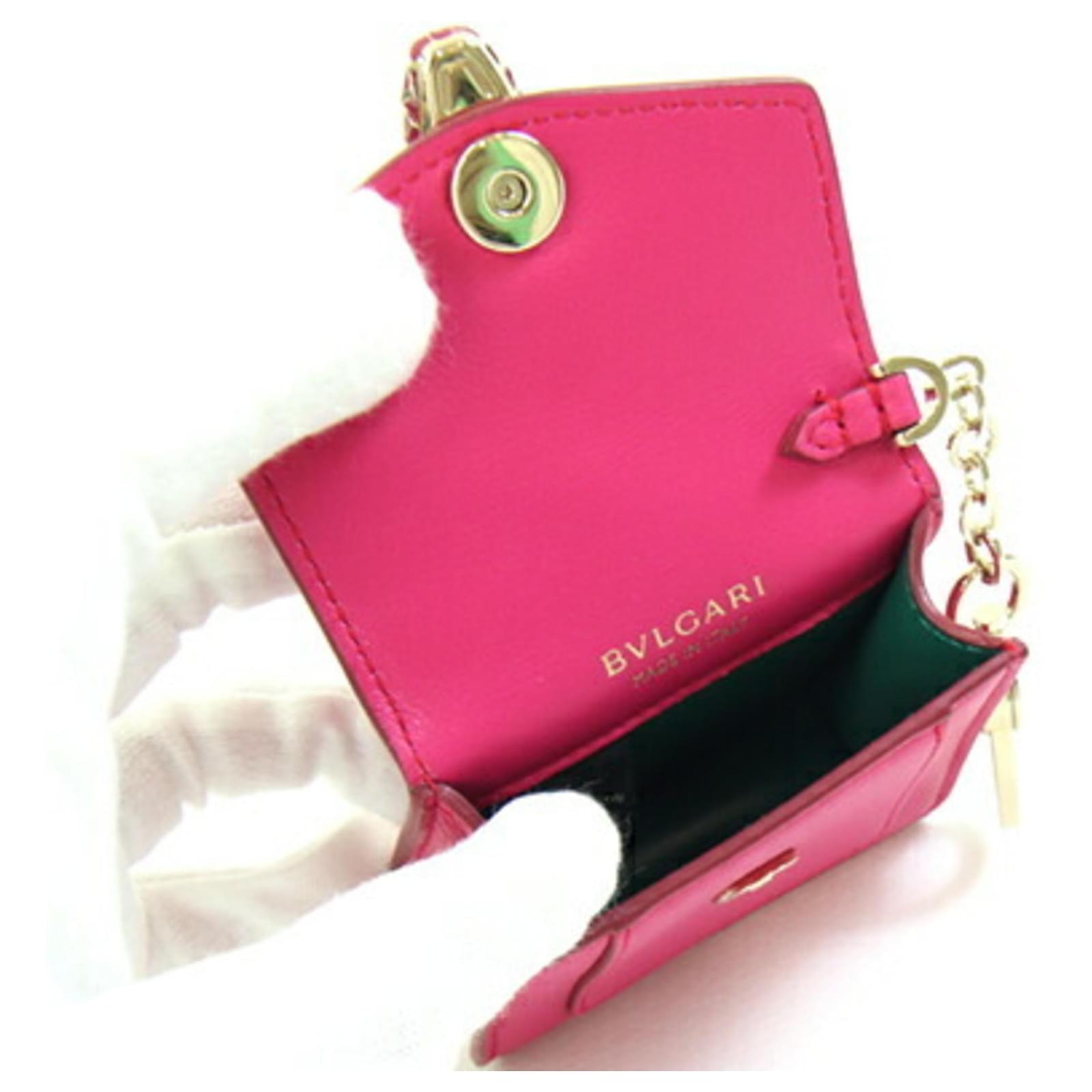 Bulgari Bvlgari Serpenti Forever Handbag Charm Pink Green Leather