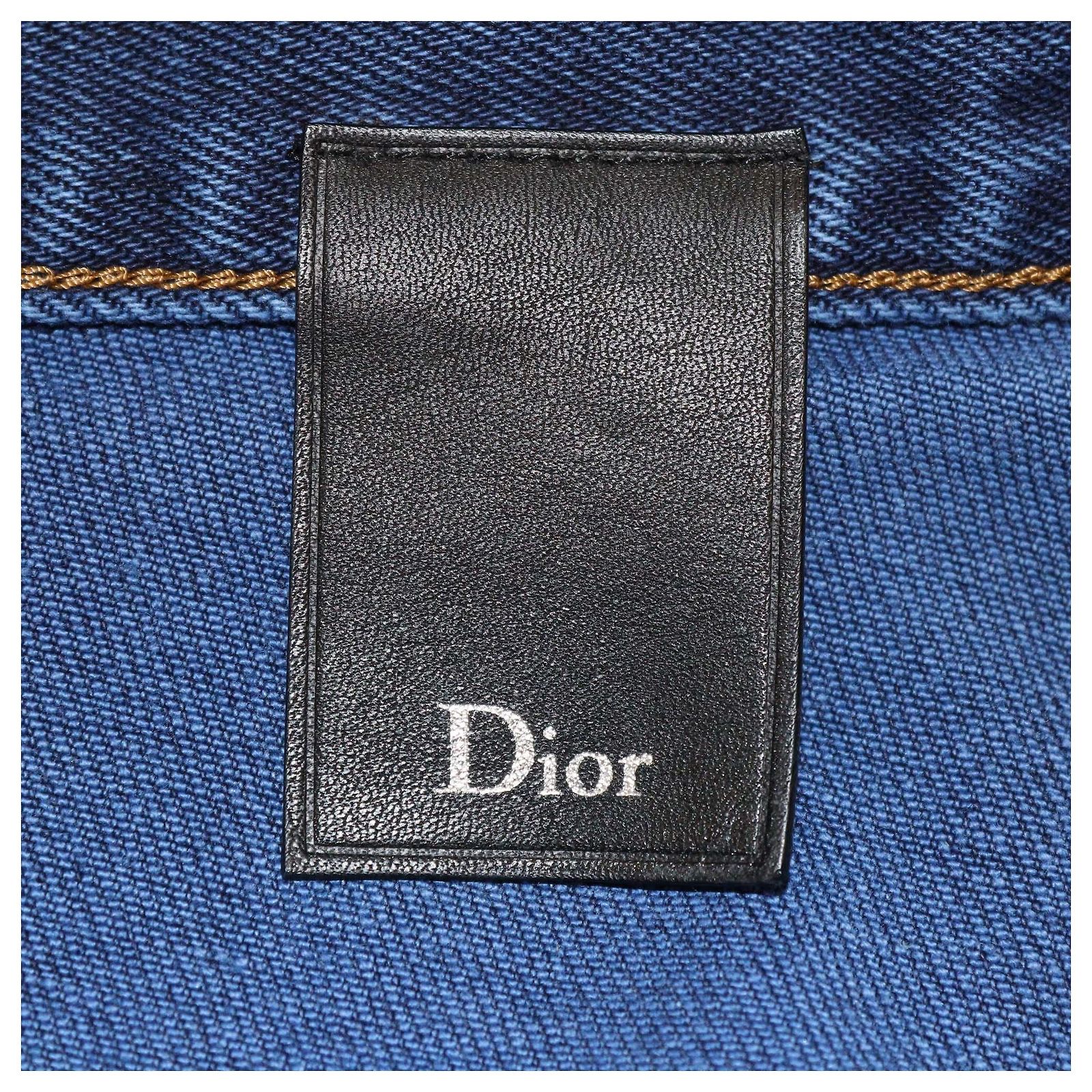 Christian Dior Dior Homme Dark Blue Denim Straight Pants Cotton 