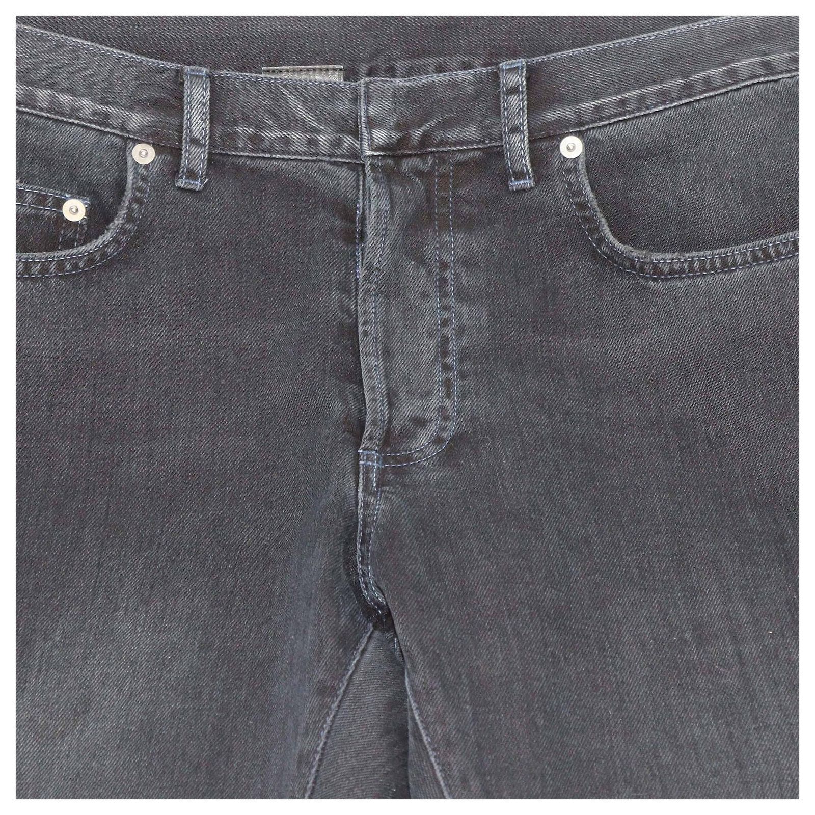 Christian Dior Dior Homme Black Washed Denim Straight Pants Cotton 