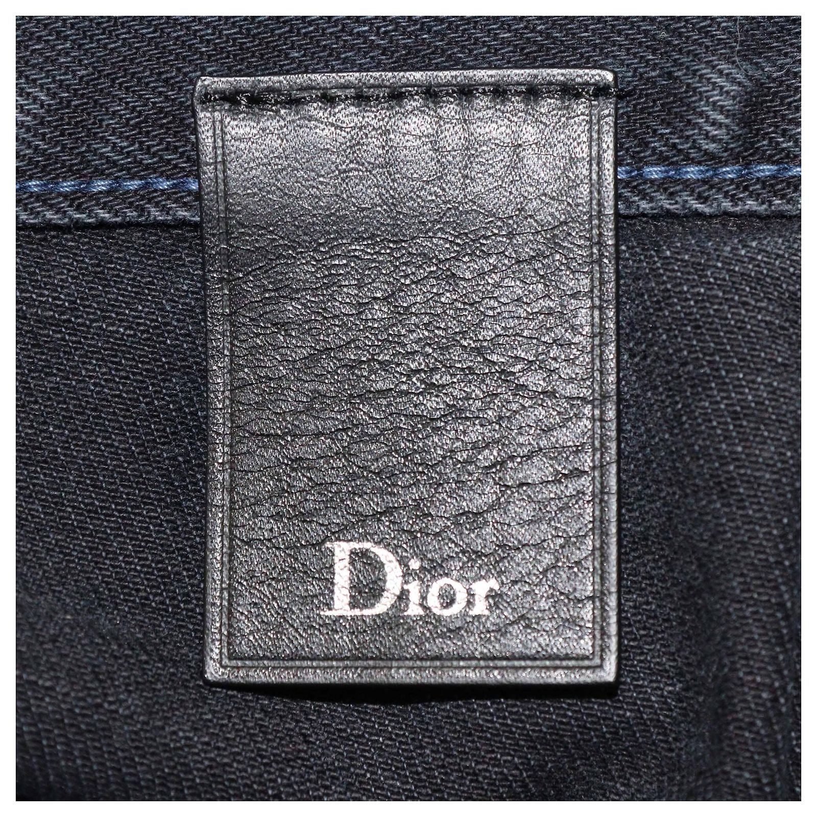 Christian Dior Dior Homme Black Washed Denim Straight Pants Cotton 