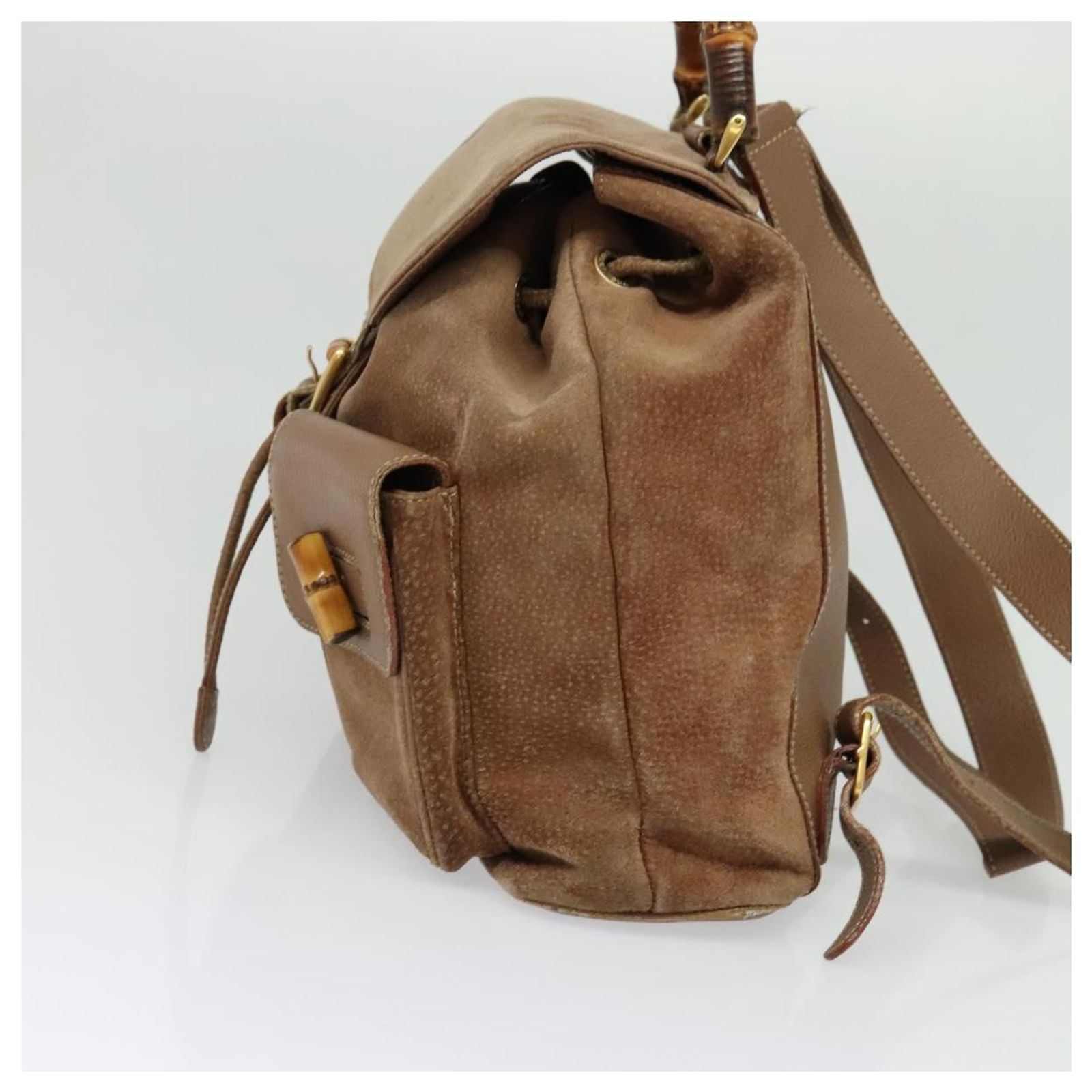 GUCCI Bamboo Backpack Suede Brown Gold 003 2058 0016 Auth  display picture 2