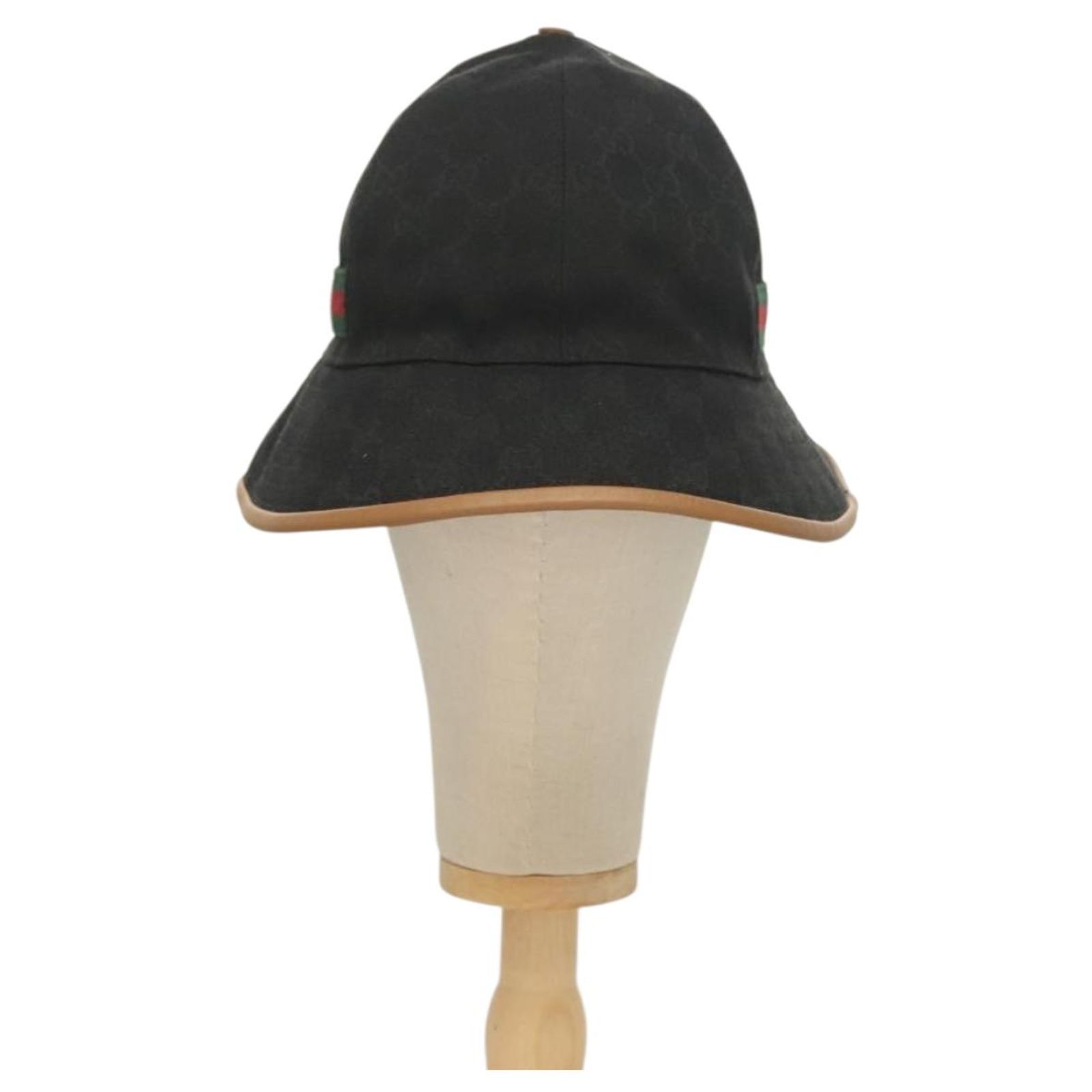 GUCCI GG Canvas Sherry Line Web Bucket Hat Hat Black GUCCI GG Canvas Sherry Line Web Bucket Hat Hat Black 722377  main image 3