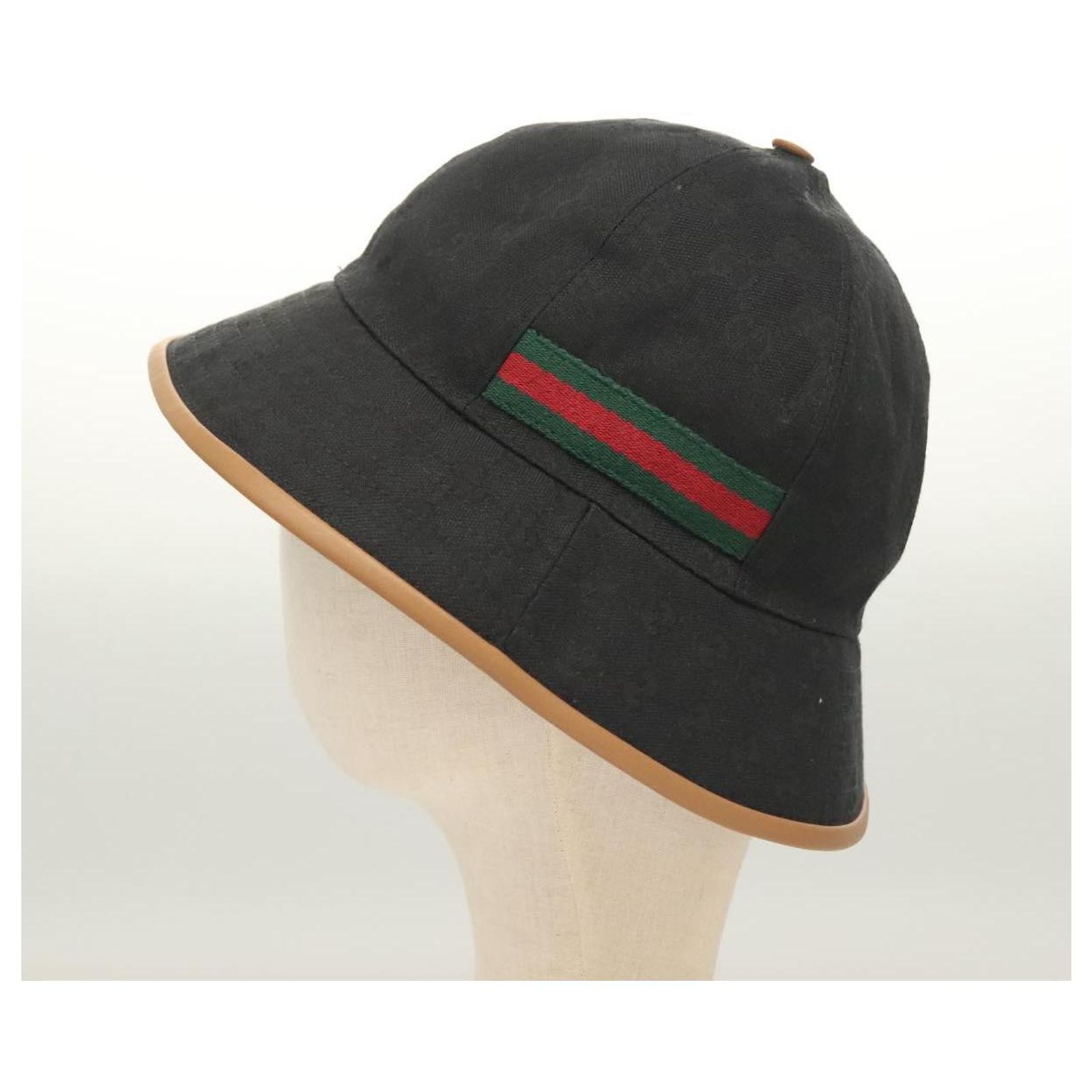 GUCCI GG Canvas Sherry Line Web Bucket Hat Hat Black GUCCI GG Canvas Sherry Line Web Bucket Hat Hat Black 722377  main image 4