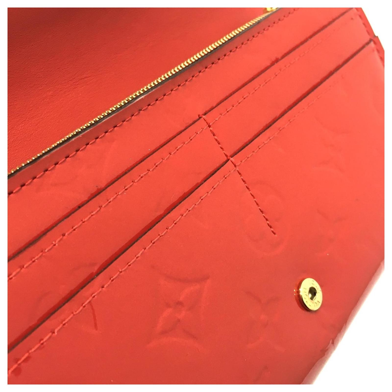 Louis Vuitton Monogram Vernis Portefeuille Sarah Bird Long Wallet Red Fuschia Patent leather  ref.2420617