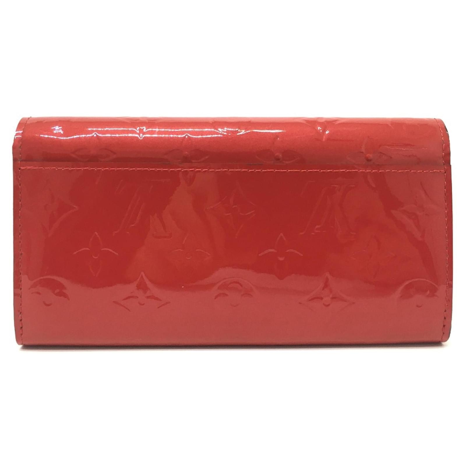Louis Vuitton Monogram Vernis Portefeuille Sarah Bird Long Wallet Red Fuschia Patent leather  ref.2420617