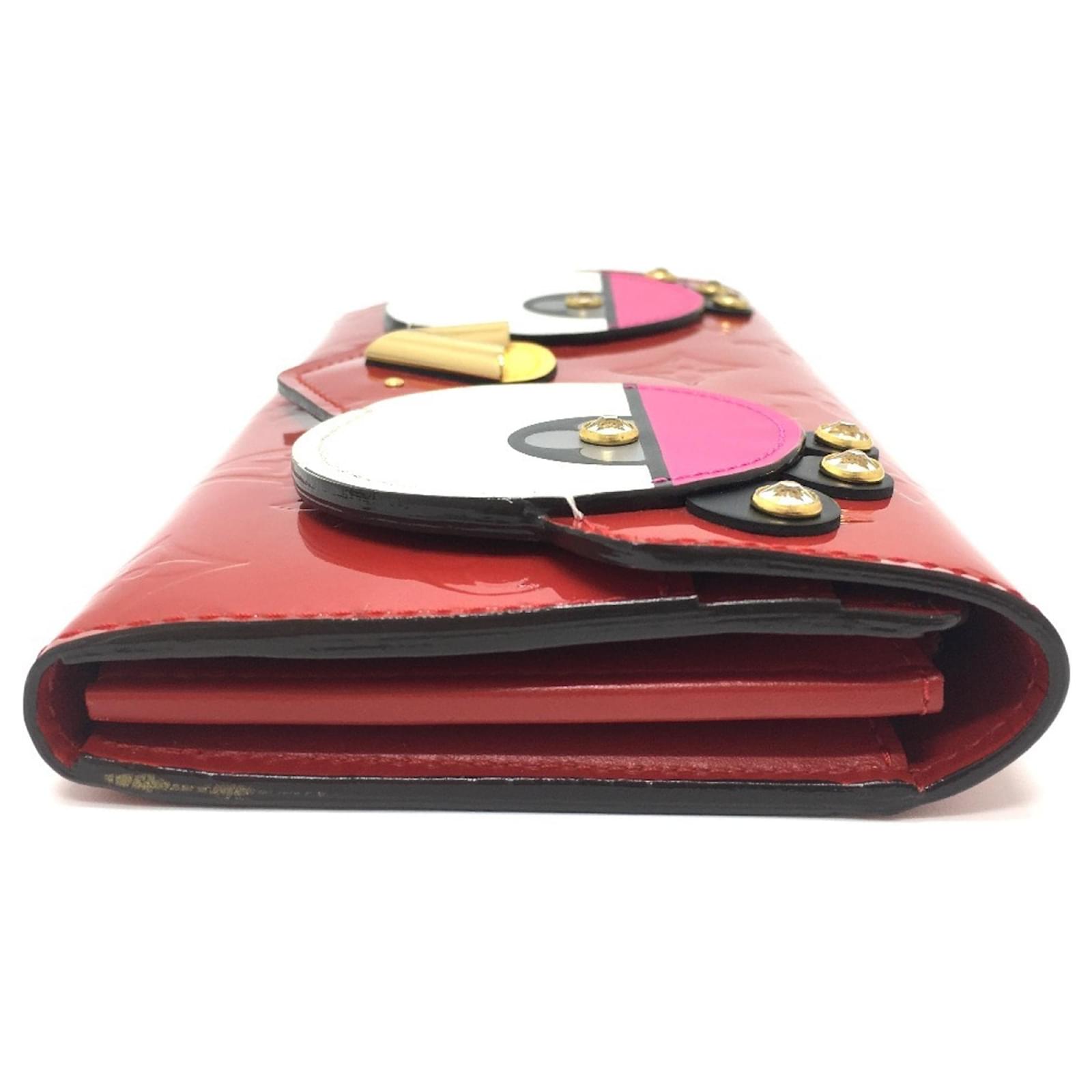 Louis Vuitton Monogram Vernis Portefeuille Sarah Bird Long Wallet Red Fuschia Patent leather  ref.2420617