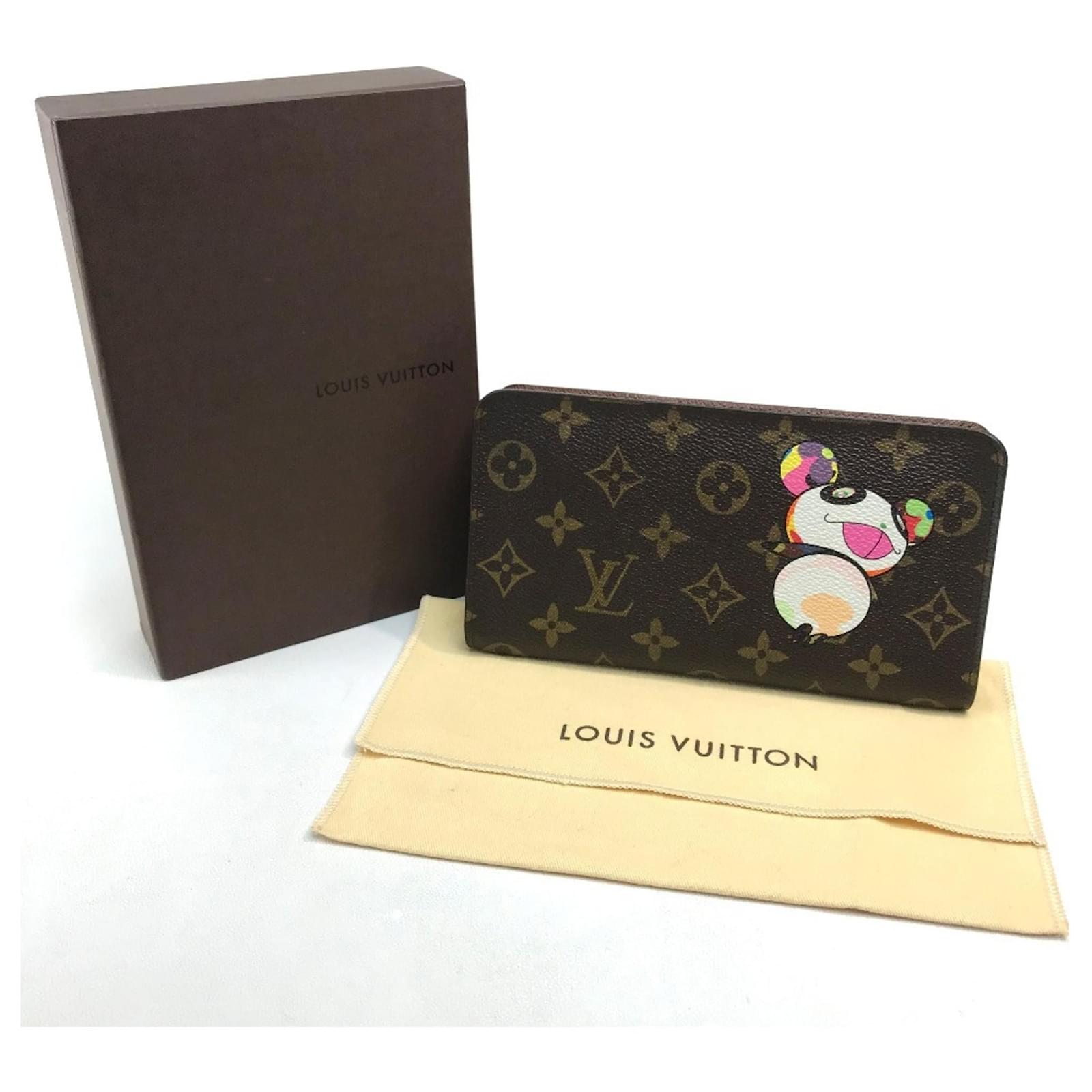 Louis Vuitton Monogram Panda Porte Monne Zip Long Wallet Brown Patent leather  ref.2420621