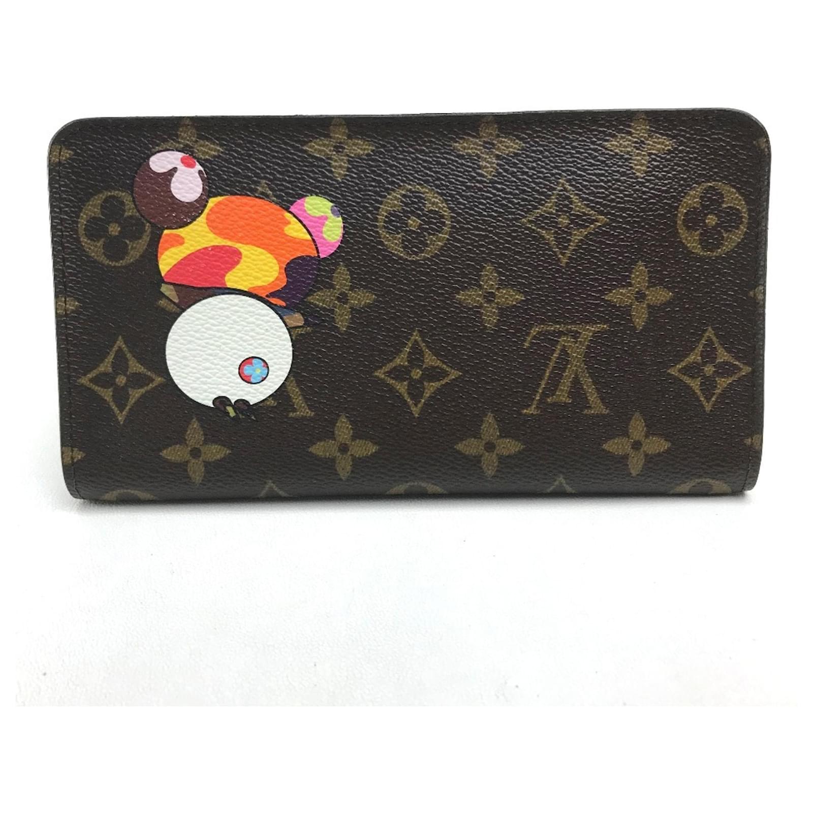Louis Vuitton Monogram Panda Porte Monne Zip Long Wallet Brown Patent leather  ref.2420621