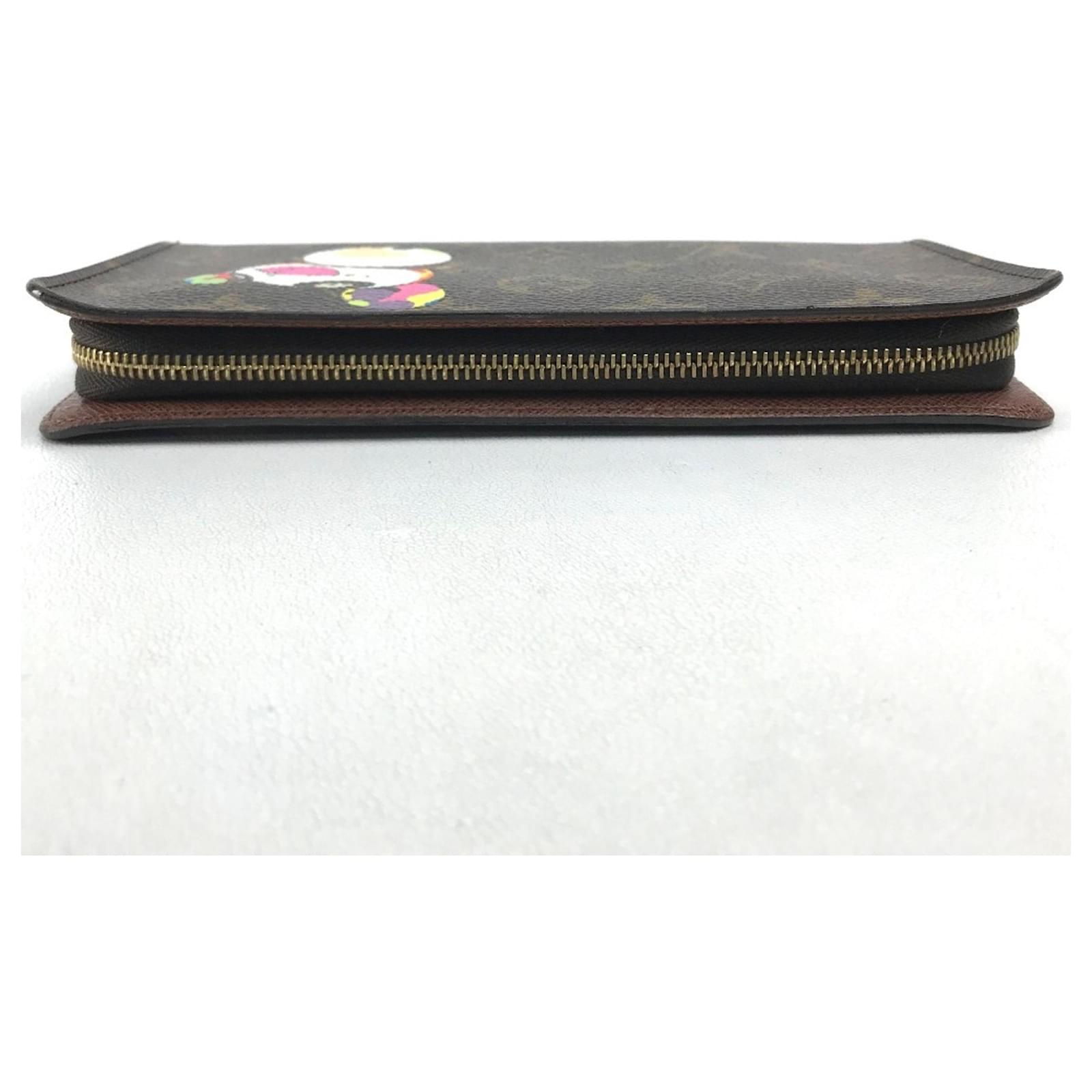 Louis Vuitton Monogram Panda Porte Monne Zip Long Wallet Brown Patent leather  ref.2420621