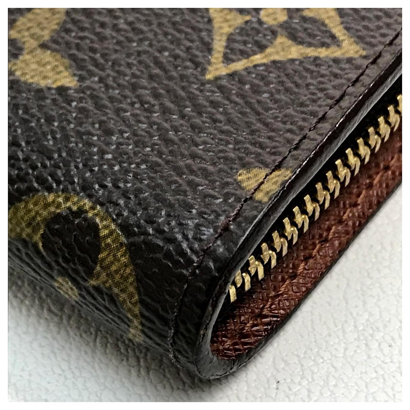 Louis Vuitton Monogram Panda Porte Monne Zip Long Wallet Brown Patent leather  ref.2420621
