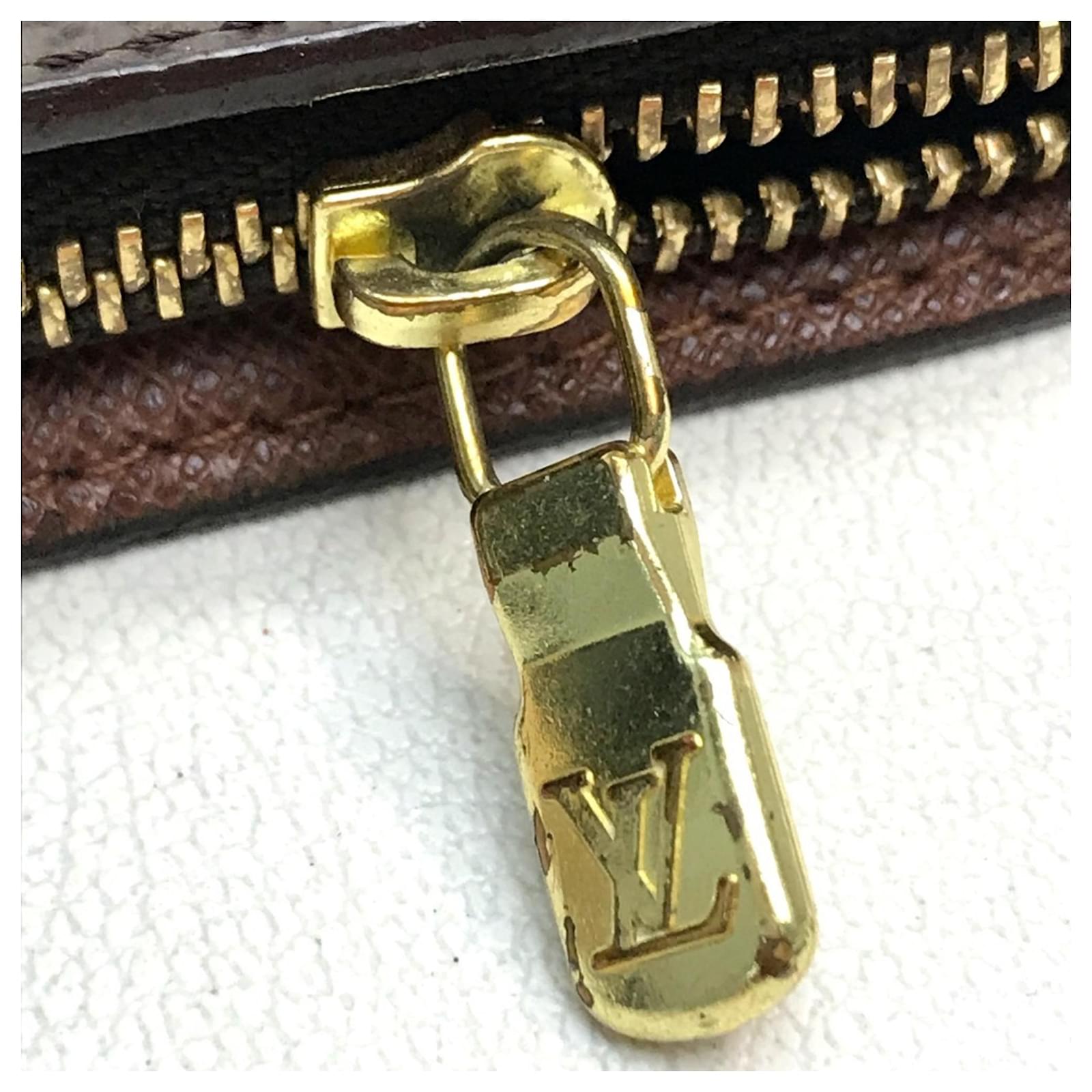 Louis Vuitton Monogram Panda Porte Monne Zip Long Wallet Brown Patent leather  ref.2420621